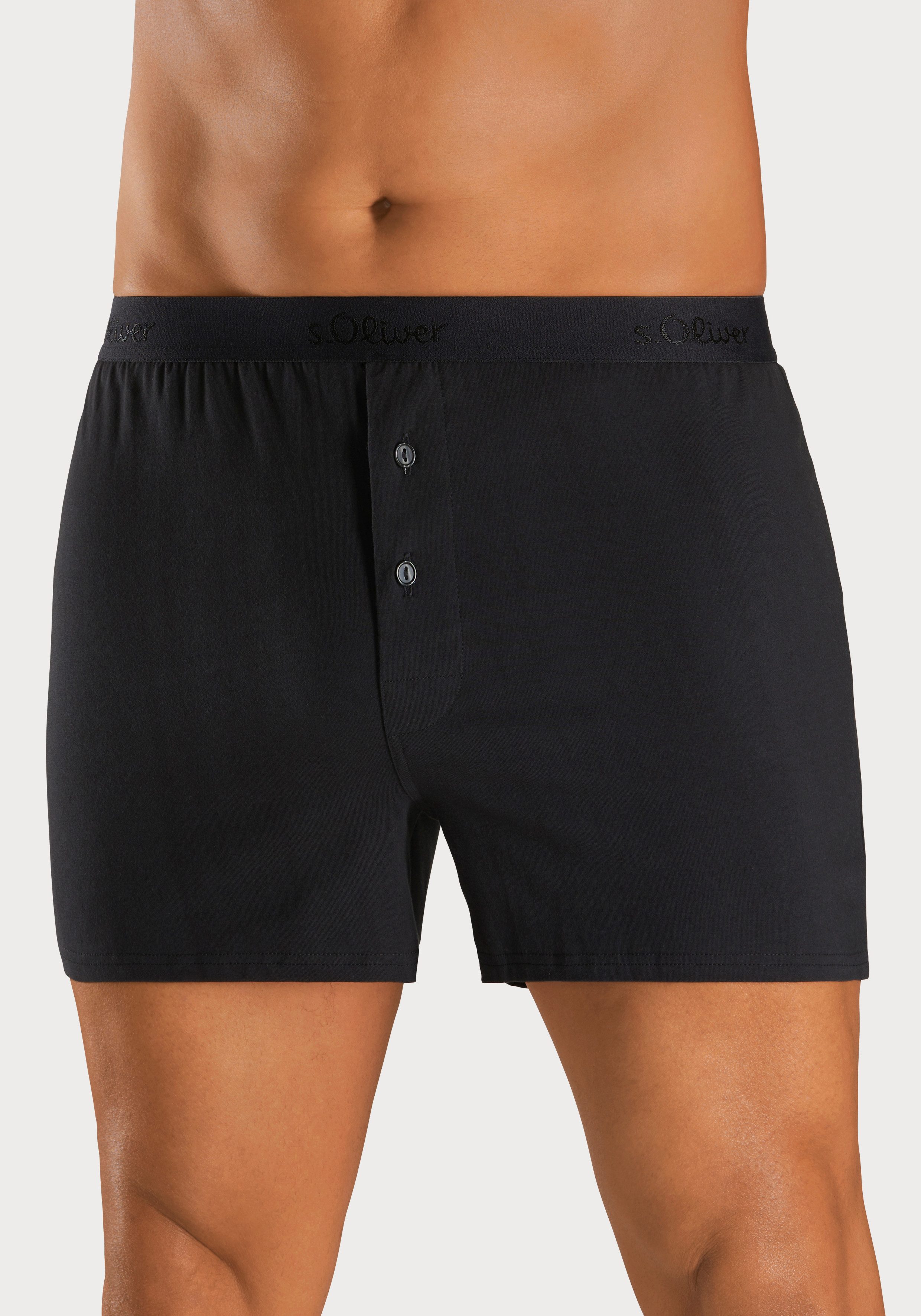 s.Oliver RED LABEL Beachwear Wijde boxershort unikleur en gedessineerd (set 2 stuks)