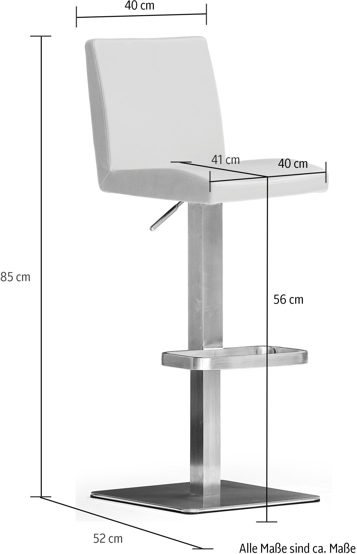 MCA furniture Bistrostoel BARBECOOL met rugleuning, vierkante voetplaat, 180° draaibaar, zithoogte van 56-81 cm