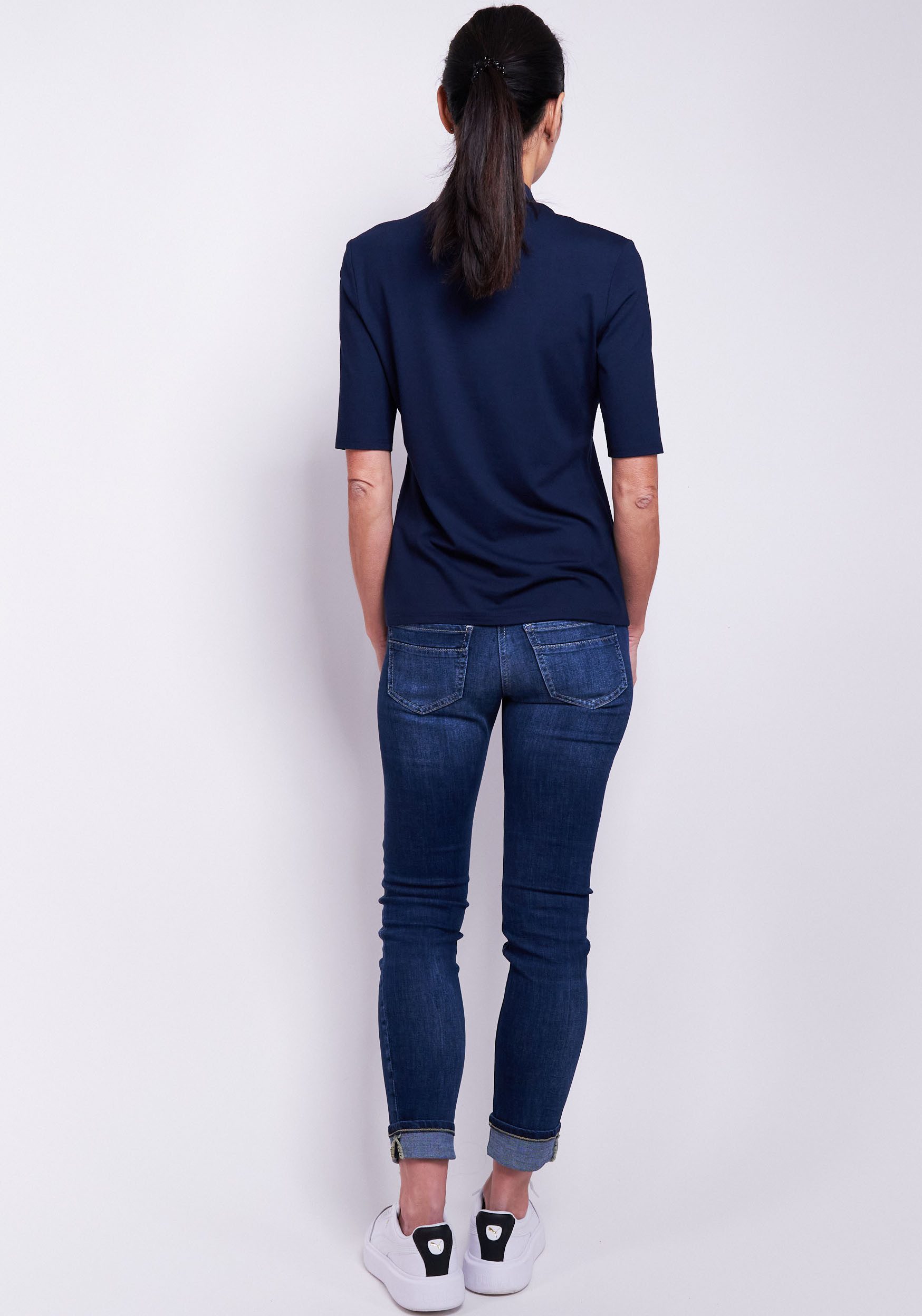 Seidel Moden Shirt met staande kraag in heuplengte, made in germany