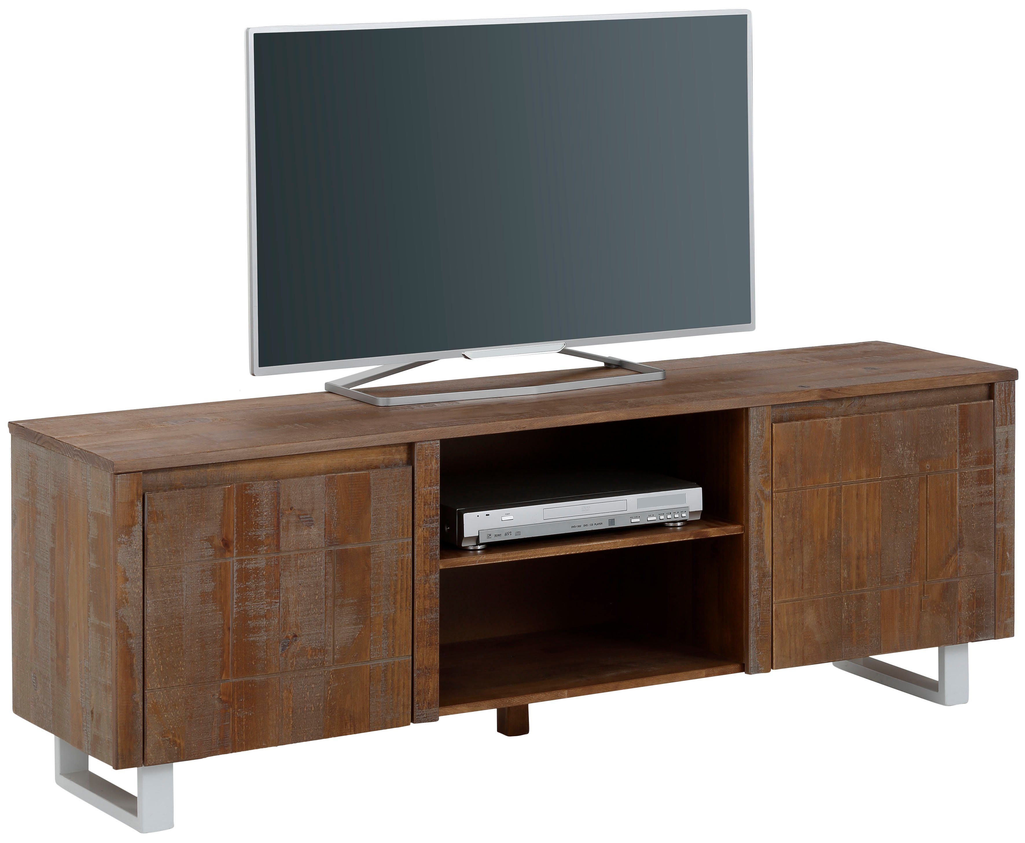 Home affaire Tv-meubel Lagos Commode van massief grenenhout, met wit gelakt onderstel