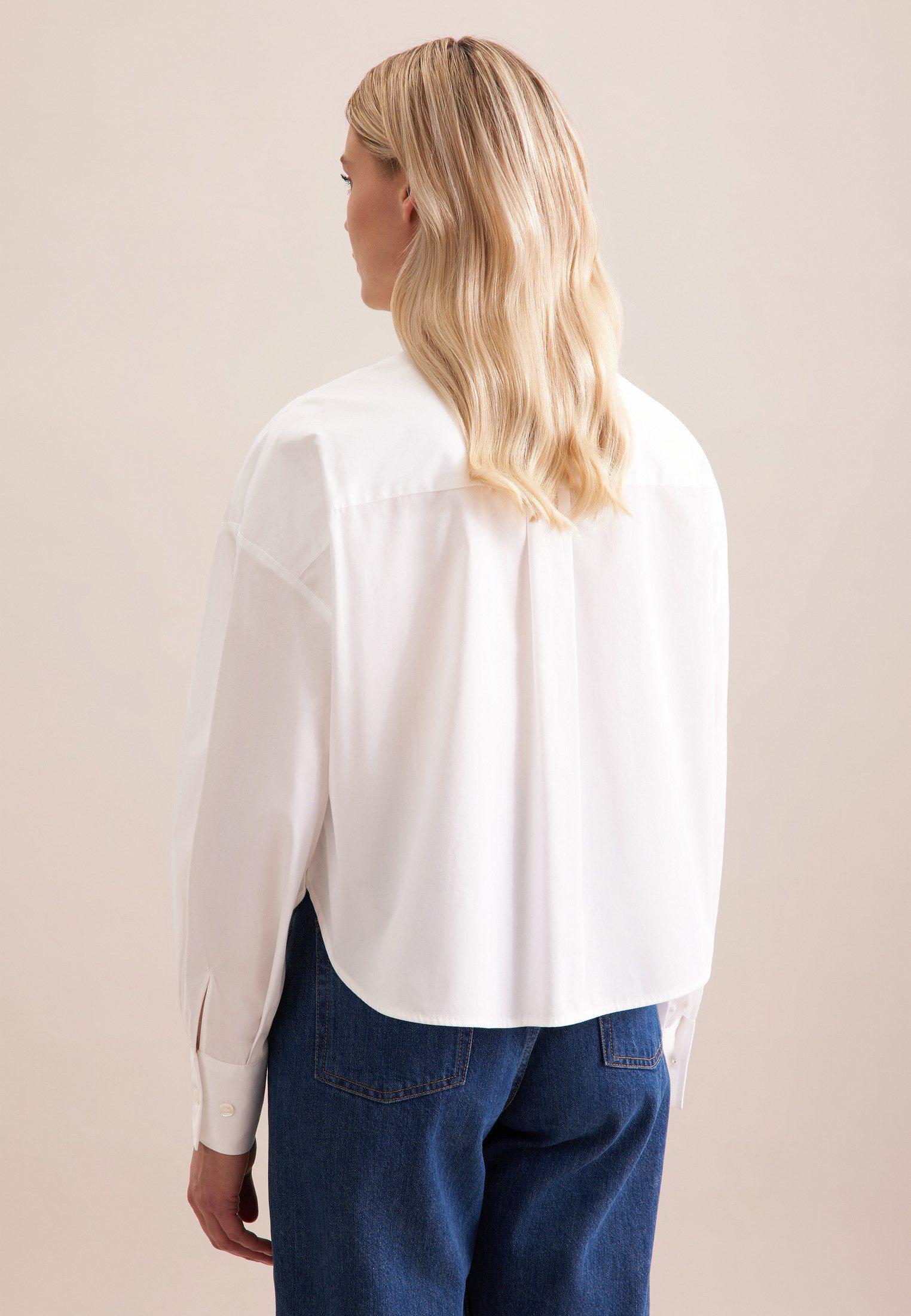 seidensticker Overhemdblouse Zwarte roos Lange mouwen kraag uni