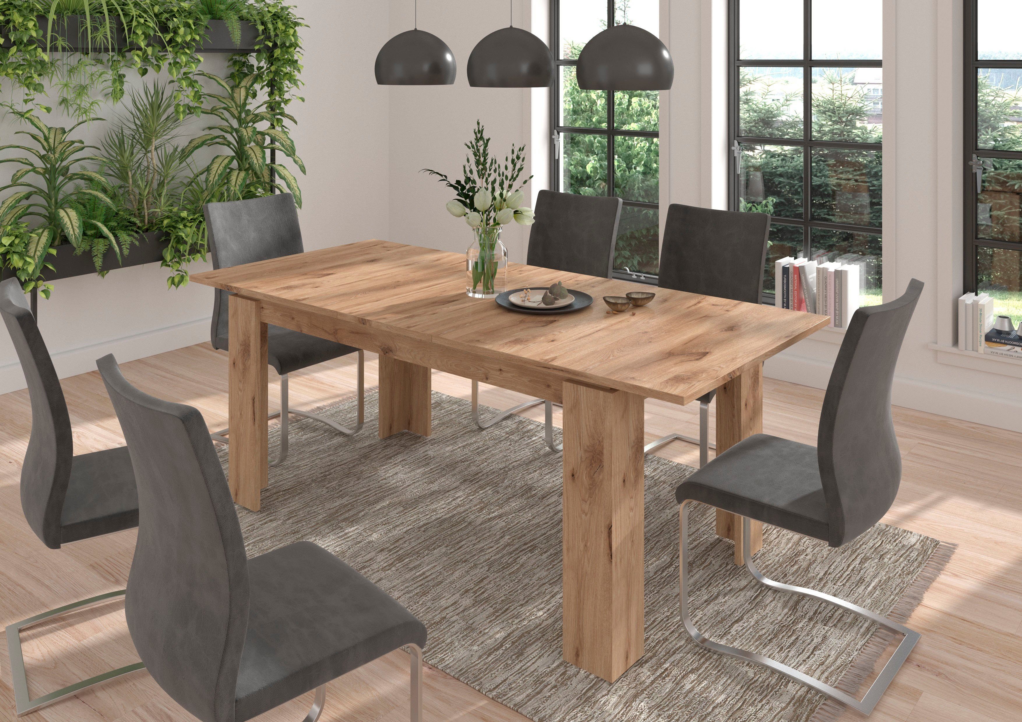 INOSIGN Eettafel Kalmar, rechthoekig, 160 cm uitschuifbaar naar 200 cm, inclusief Inlegplaat