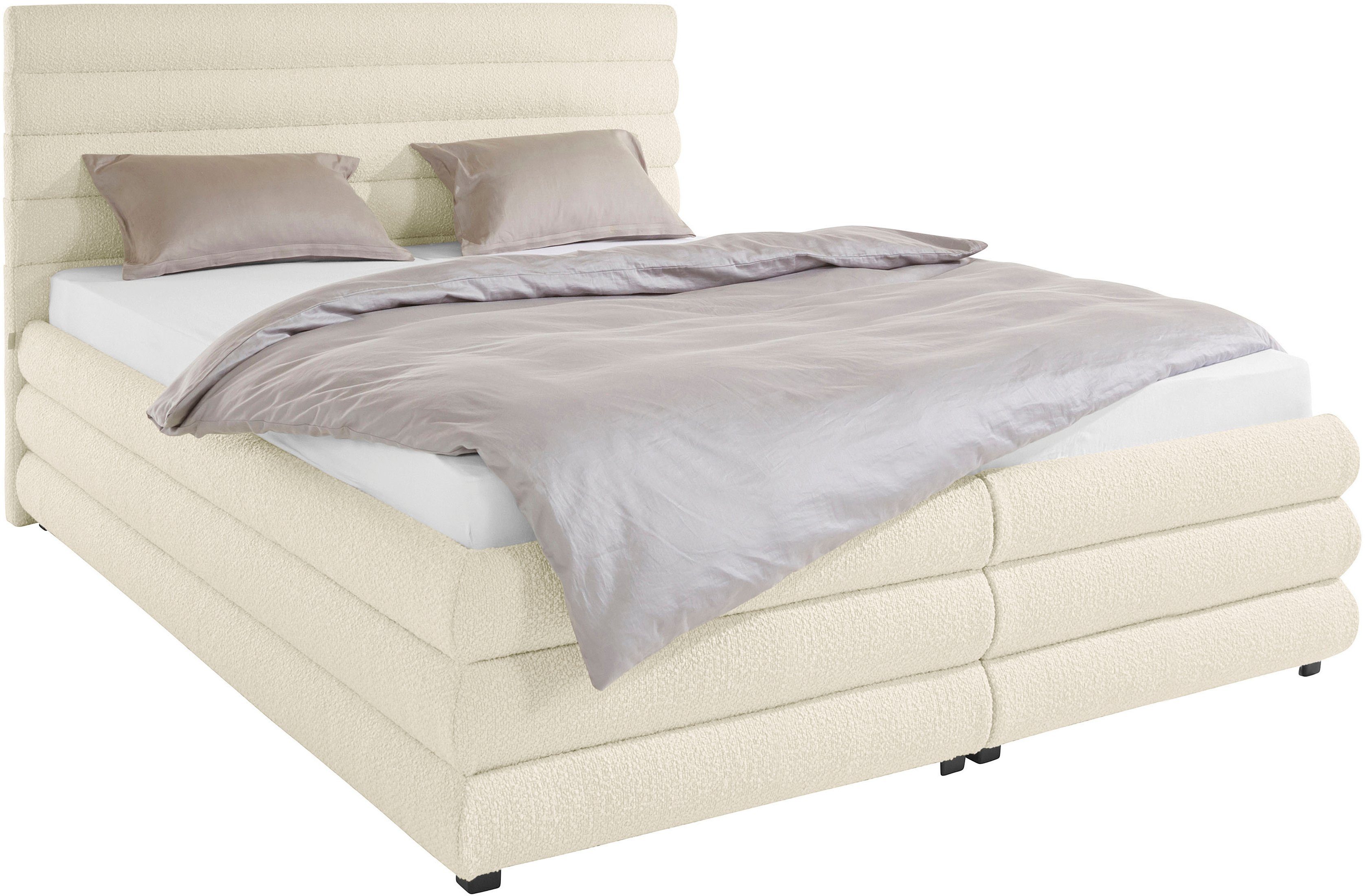 LeGer Home by Lena Gercke Gestoffeerd bed Maylis bouclé naar keuze met en zonder matras en lattenbodem, ook in 200 cm breedte