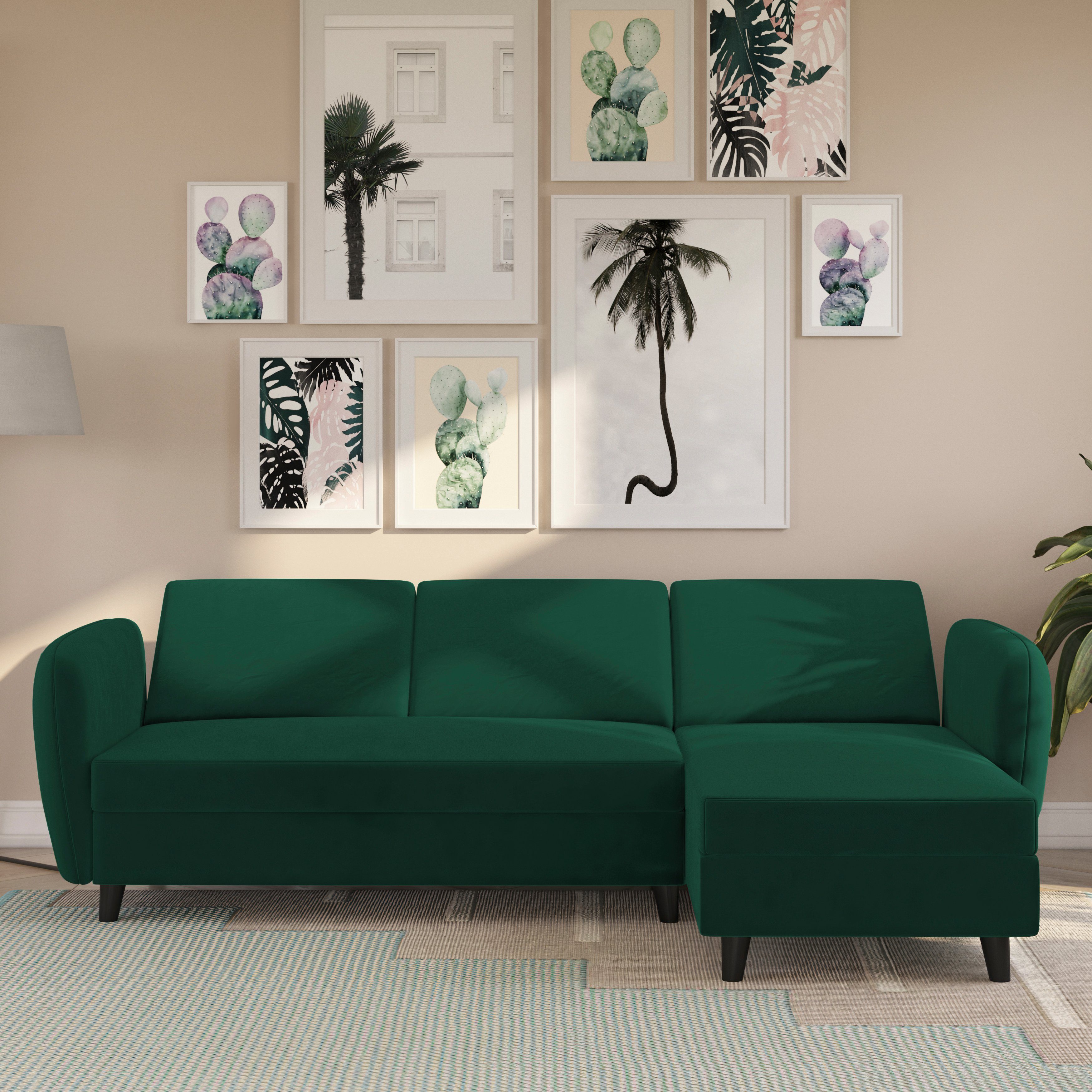 Dorel Home Hoekbank Perry, L-vorm Rugleuning, verschillende kleurvarianten, zithoogte 43 cm, breedte 219 cm