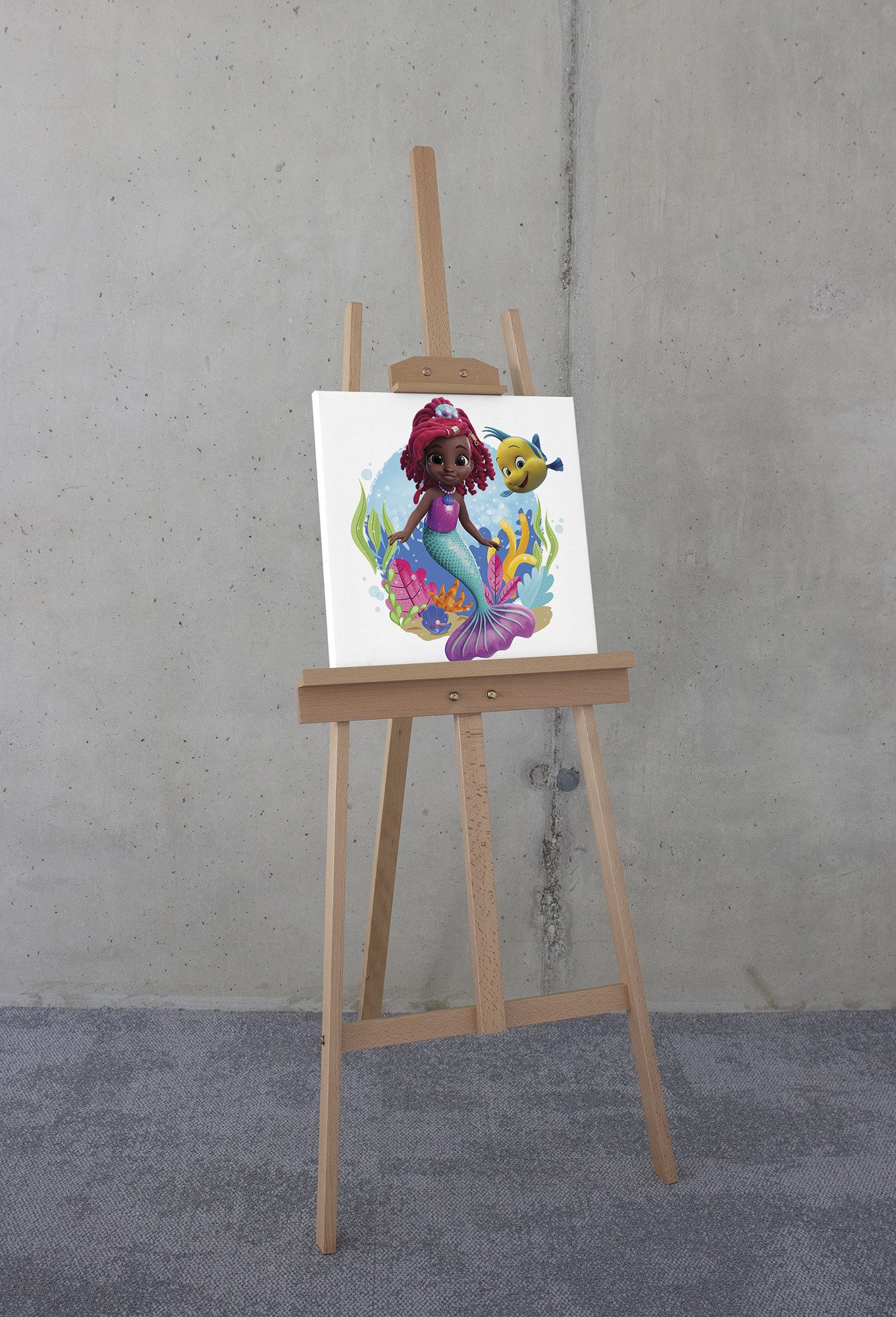 Komar Artprint op linnen Disney Ariel Baby Mermaid 40 x 50 cm (breedte x hoogte) - kinderkamer, decoratie (1 stuk)