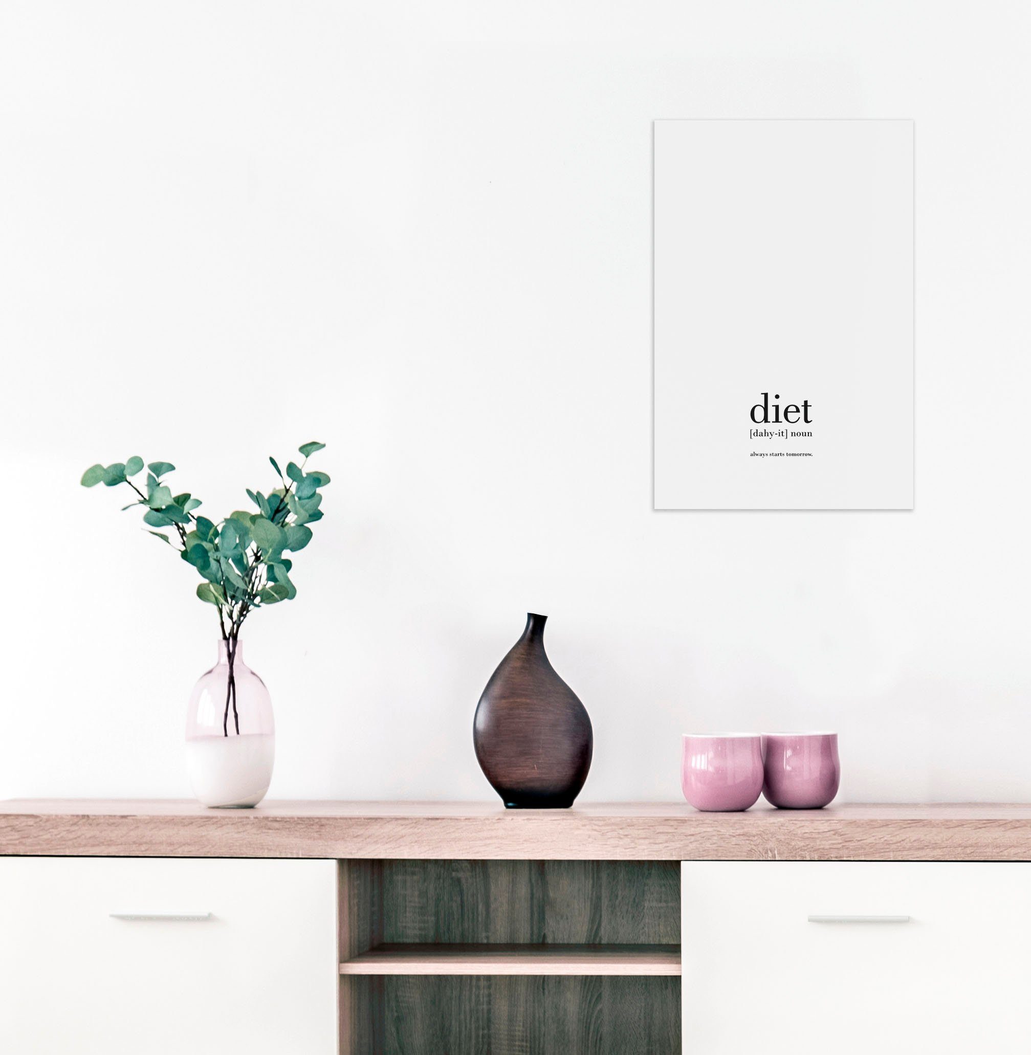 queence Sierobject voor aan de wand Diet Stalen bord, blikken bord, spreuk, grappig, wanddecoratie, retro, 20x30cm