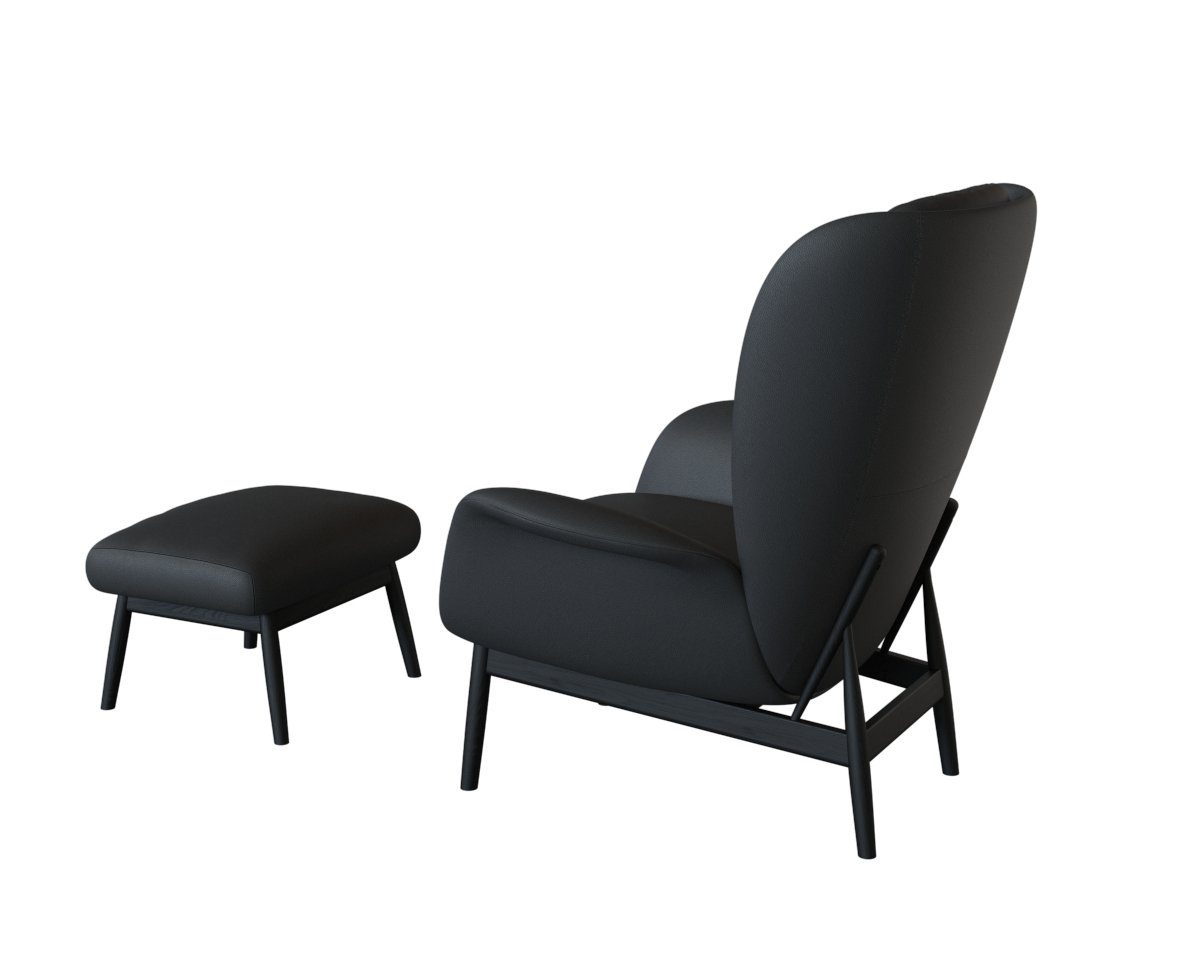 FLEXLUX Oorfauteuil Padova Stijl & comfort, organische vorm, geïntegreerde lendensteun, zwarte voet
