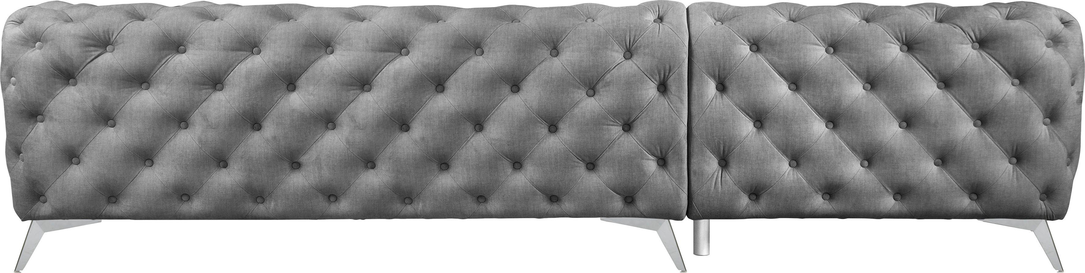 Leonique Chesterfield-bank Glynis L-vorm luxueuze capitonnage, moderne chesterfield look, kleur van de poten ter keuze