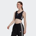adidas sportswear sport-bh essentials removable pads 3-stripes croptop (1-delig) zwart