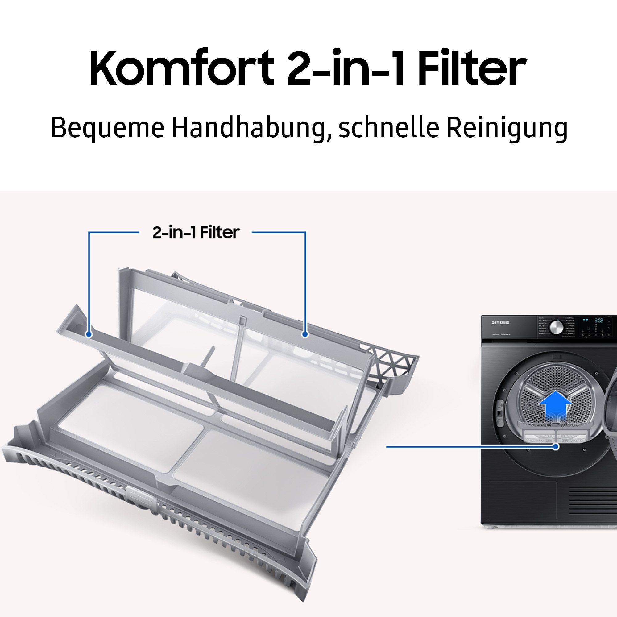 Samsung Warmtepompdroger DV80T6220LX/S2, 8 kg, Kreukbescherming