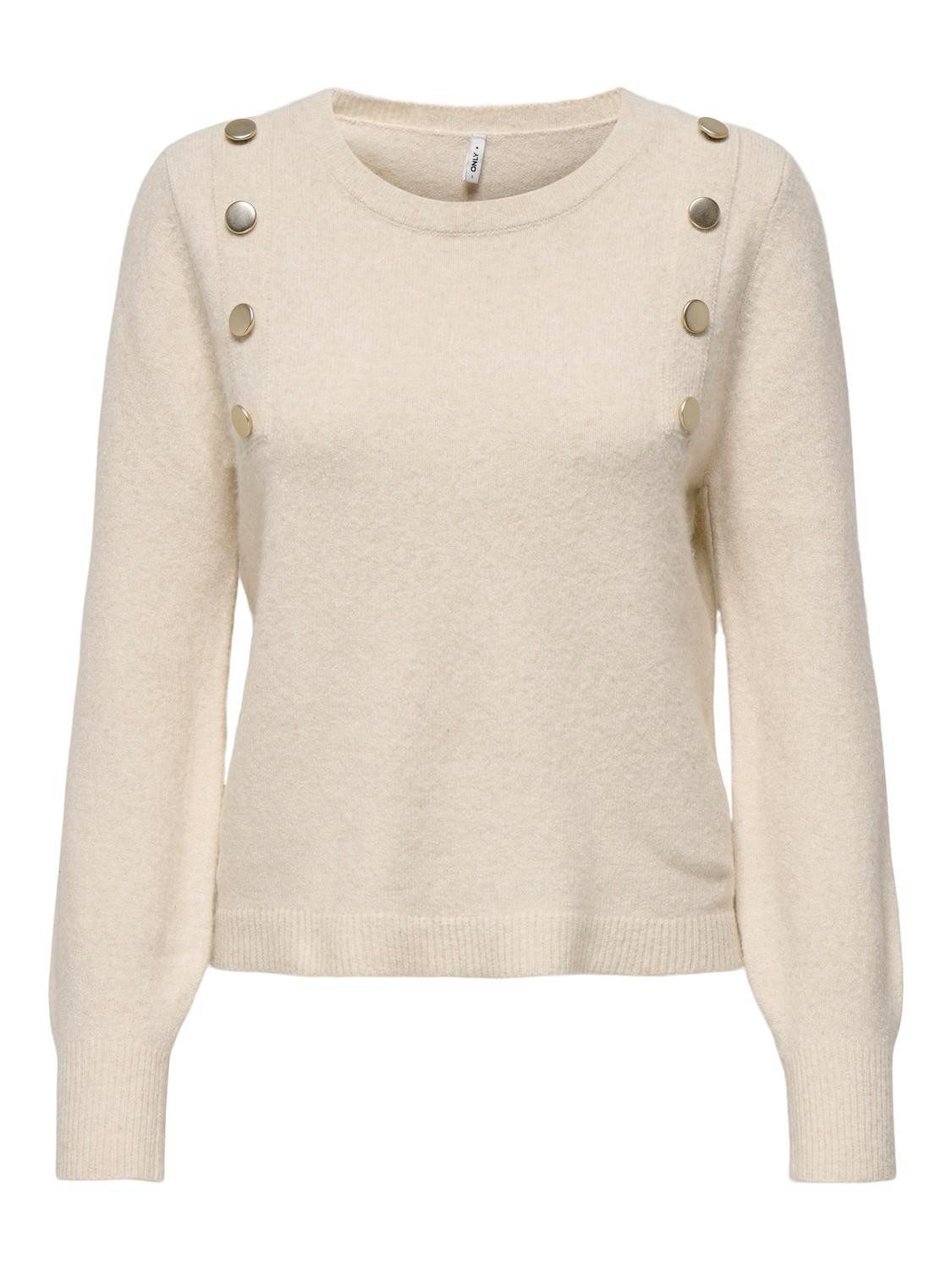 Only Gebreide trui ONLJEANETT LIFE LS BUTTON O-NECK CS KNT