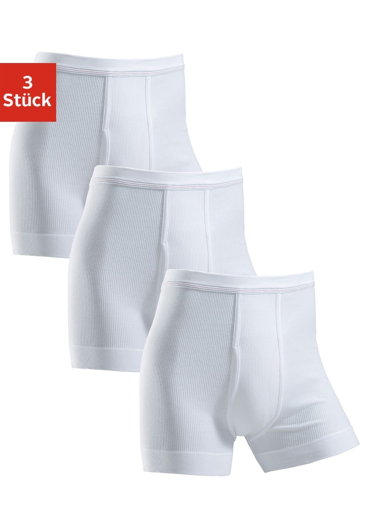 Clipper Boxershort van dubbelrib met gulp (set, 3 stuks)