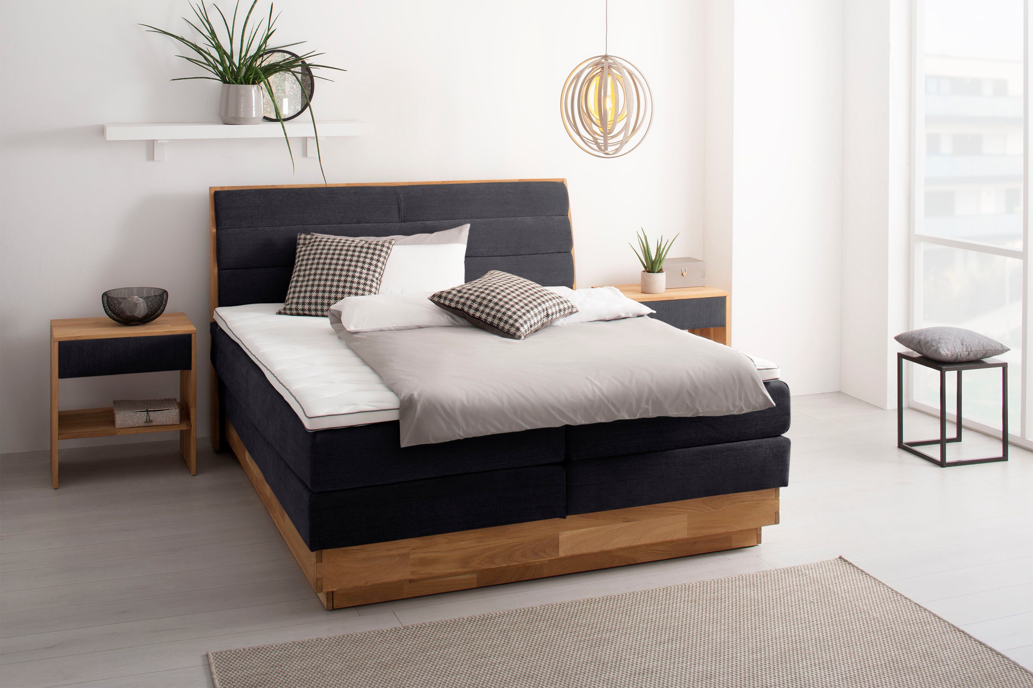 OTTO products Boxspring JENNA zonder ledverlichting, met gecertificeerde, gerecyclede overtrekstoffen boxsprings zwart