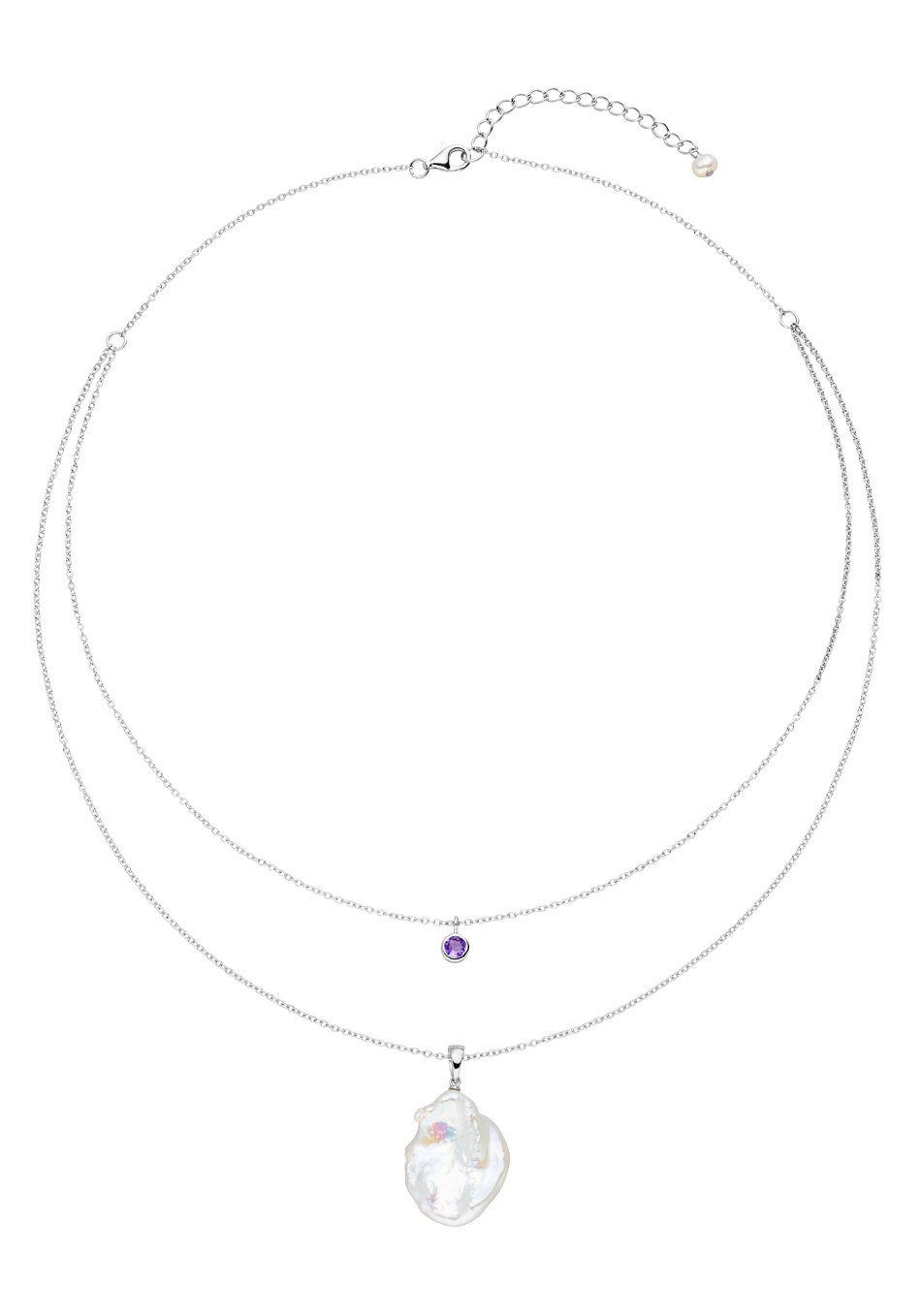 Firetti Ketting met hanger Sieraad Geschenk, Halsketting Parel meerdere rijen Made in Germany - met edelsteen - met zoetwater gekweekte parel dames