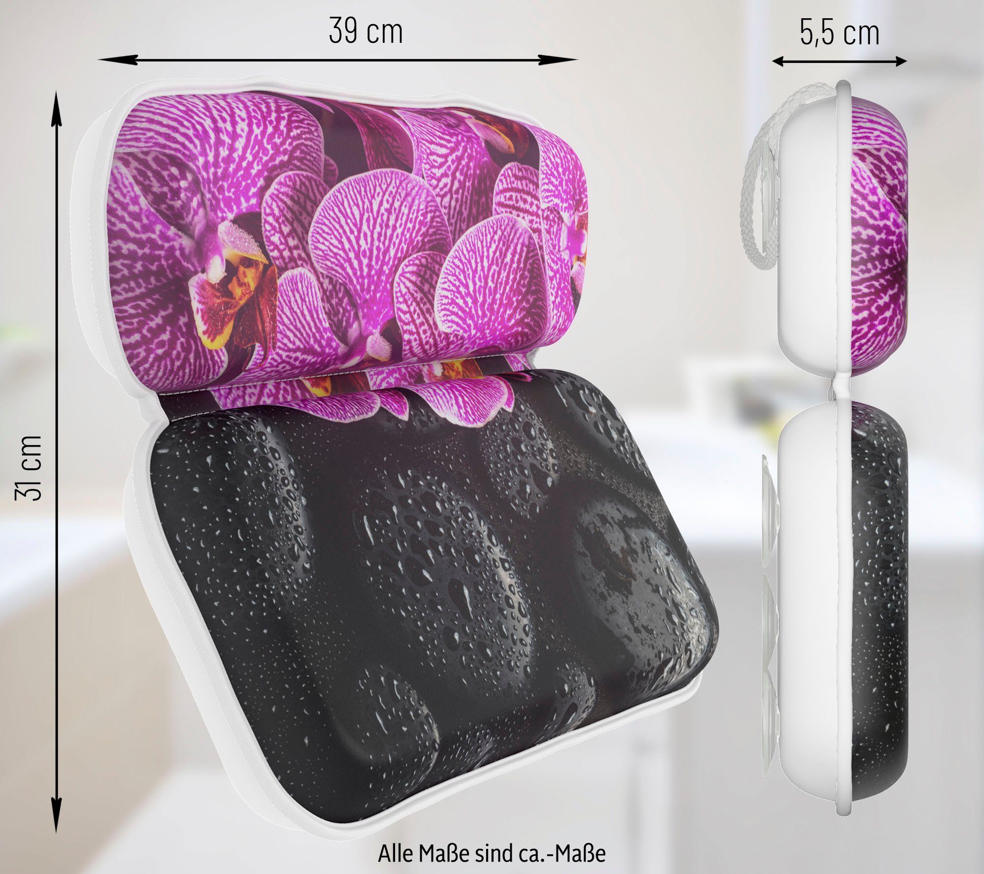 Sanilo Nekkussen Badkussen Madeira comfortabel, antislip, volle kleuren, met 7 prima zuignappen
