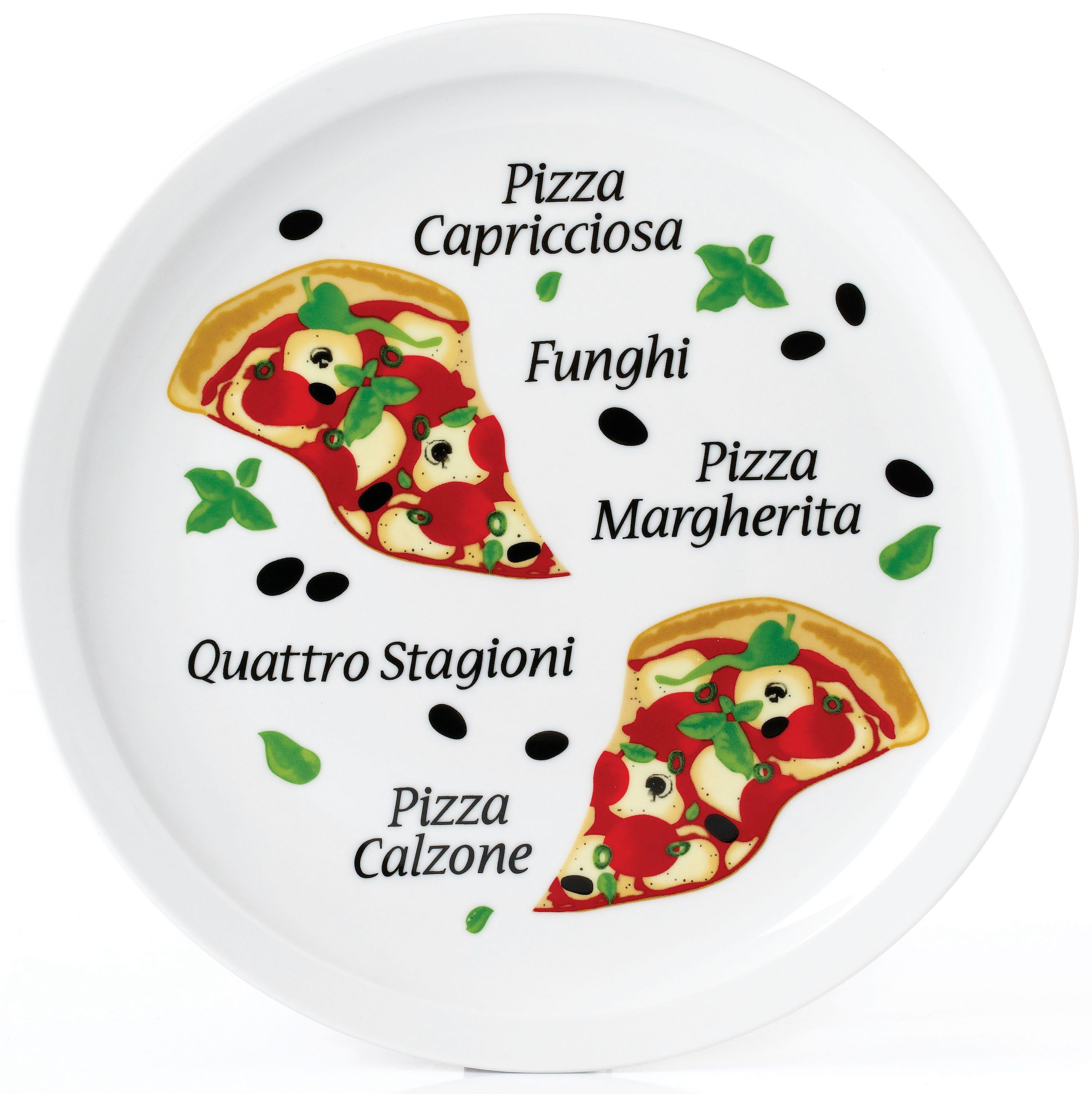 van Well Pizzabord Margherita Porselein, vaatwasmachine- en magnetronbestendig, Ø 30 cm (set,...