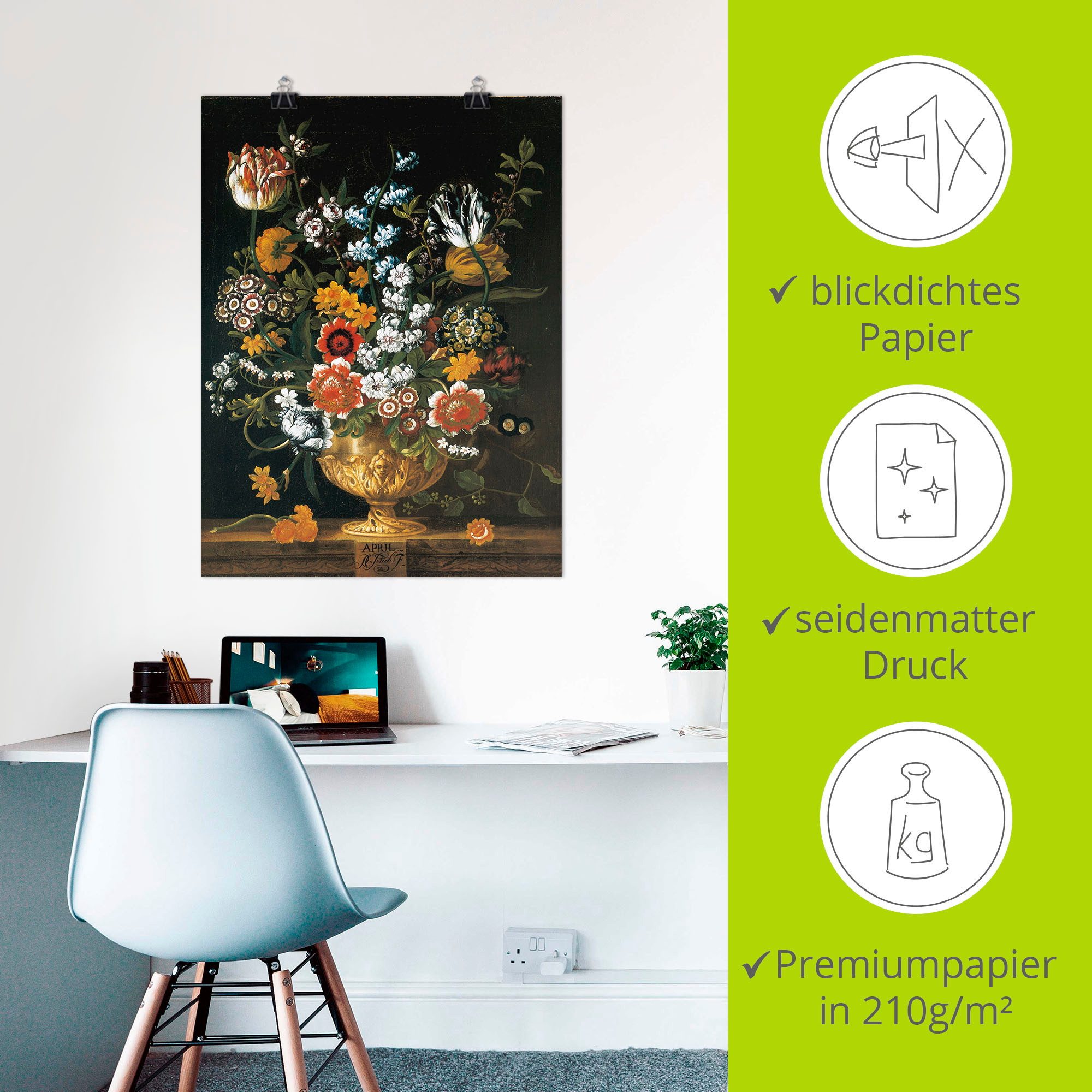Artland Artprint Twaalf maanden. Bloemenkalender april als artprint op linnen, muursticker of poster in verschillende maten