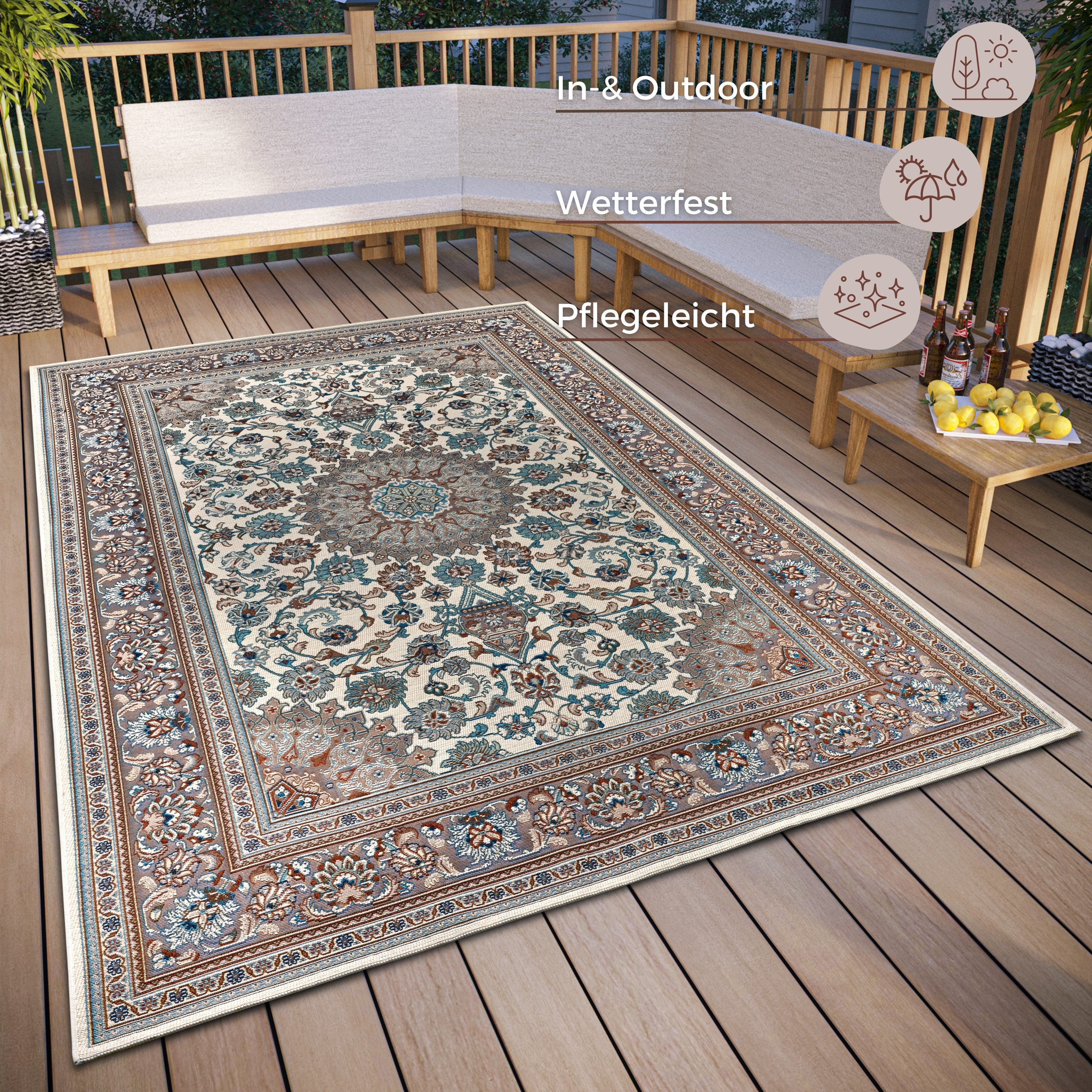 HANSE Home Vloerkleed Kadi In-& Outdoor, Tapijt, Weerbestendig, Balkon, Tuin, Woonkamer, Orient