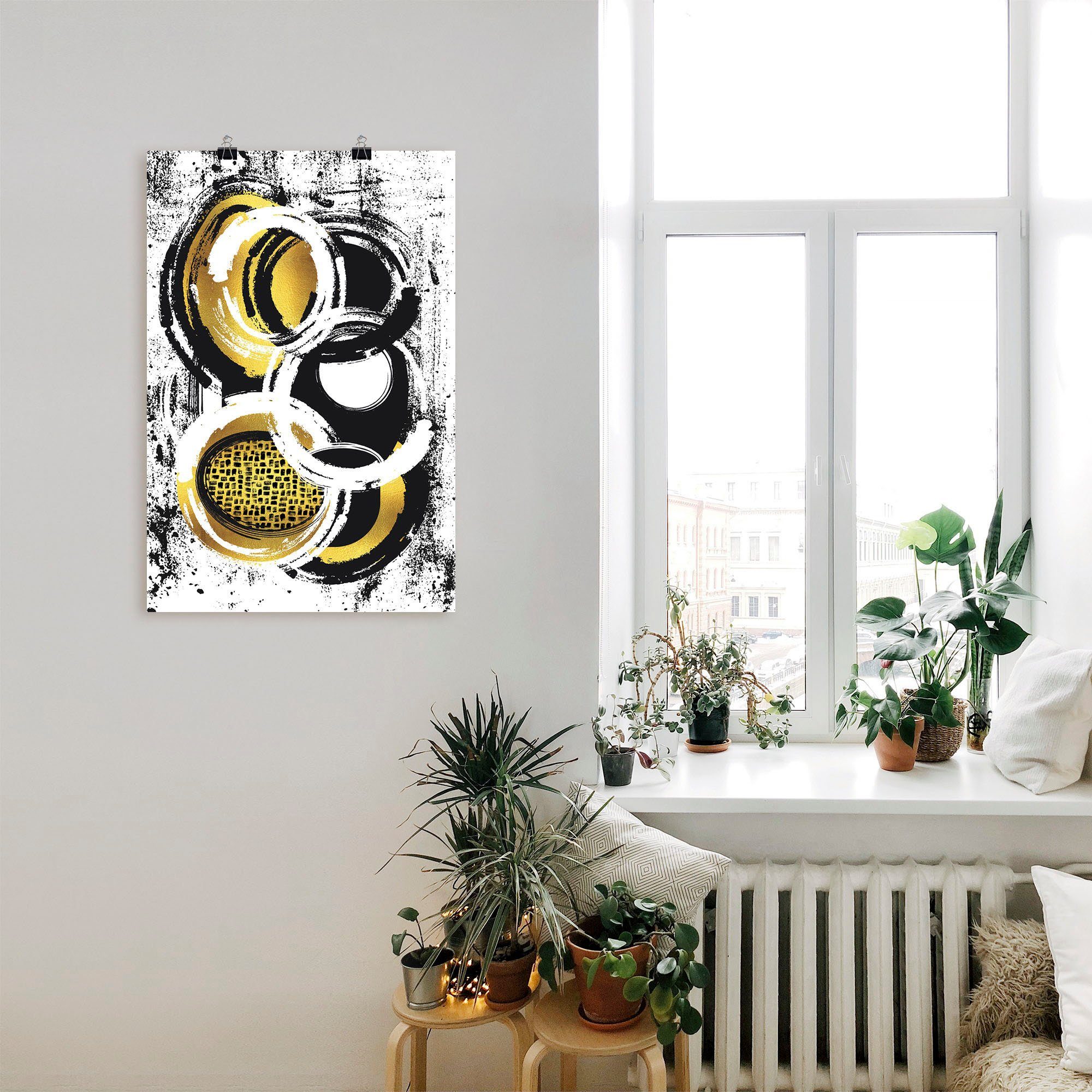 Artland Artprint Abstracte schilderkunst Nr. 2 goudkleur als artprint op linnen, poster, muursticker in verschillende maten