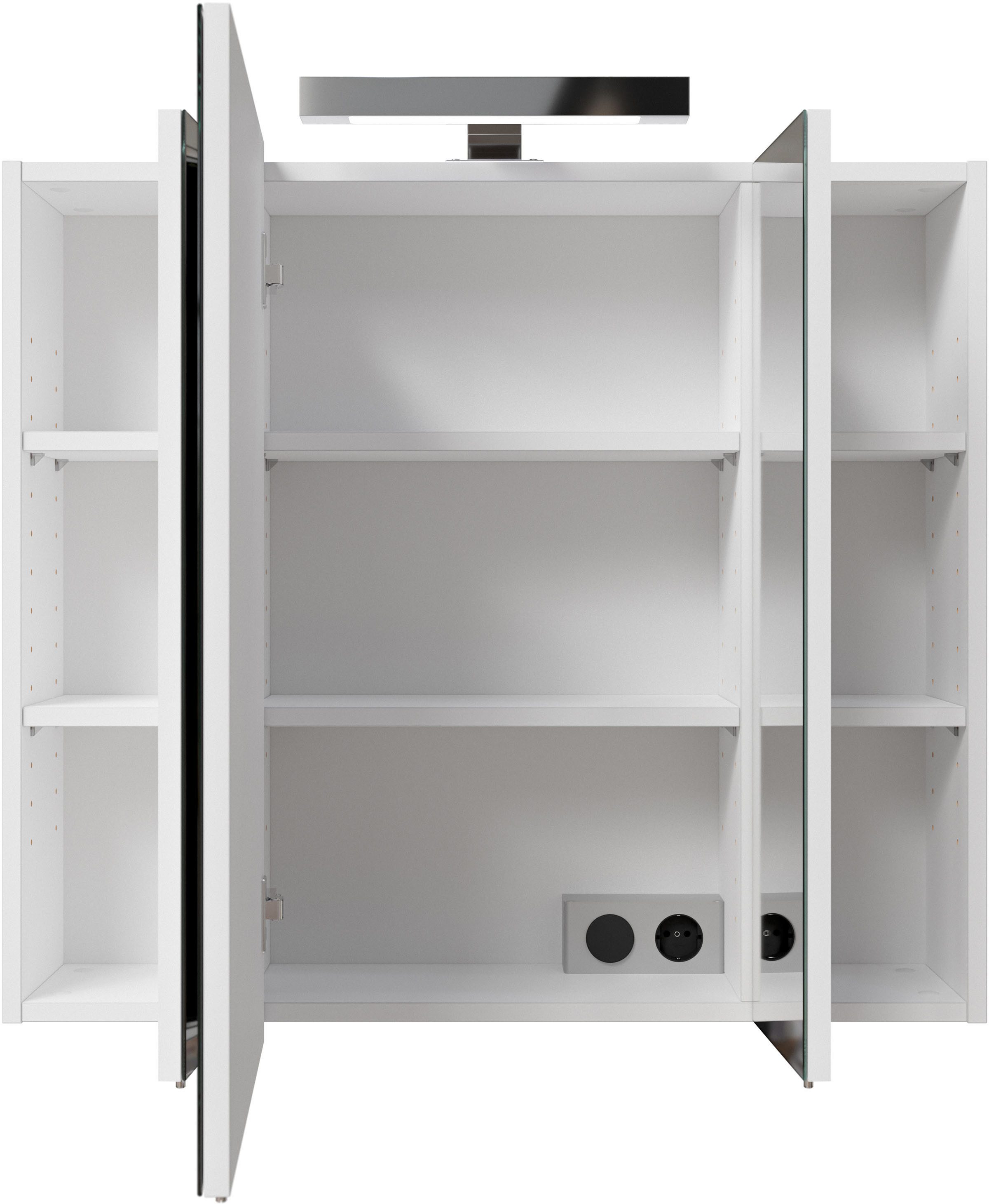 Saphir Badmeubelset Quickset 312 5-delig, keramieken wastafelonderkast en led-spiegelkast (set, 5 stuks)