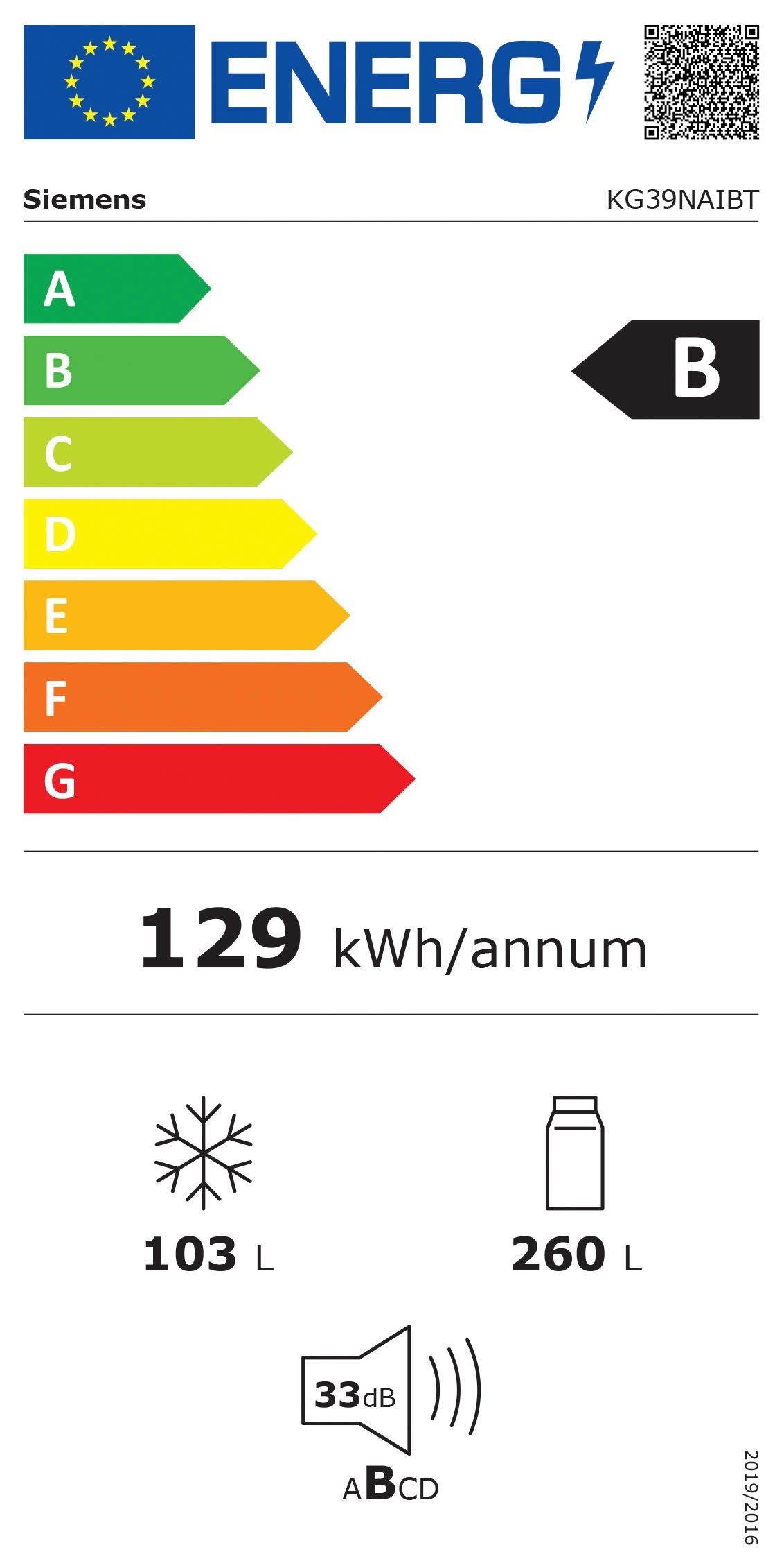 SIEMENS Koel-vriescombinatie KG39NAIBT (1 stuk)