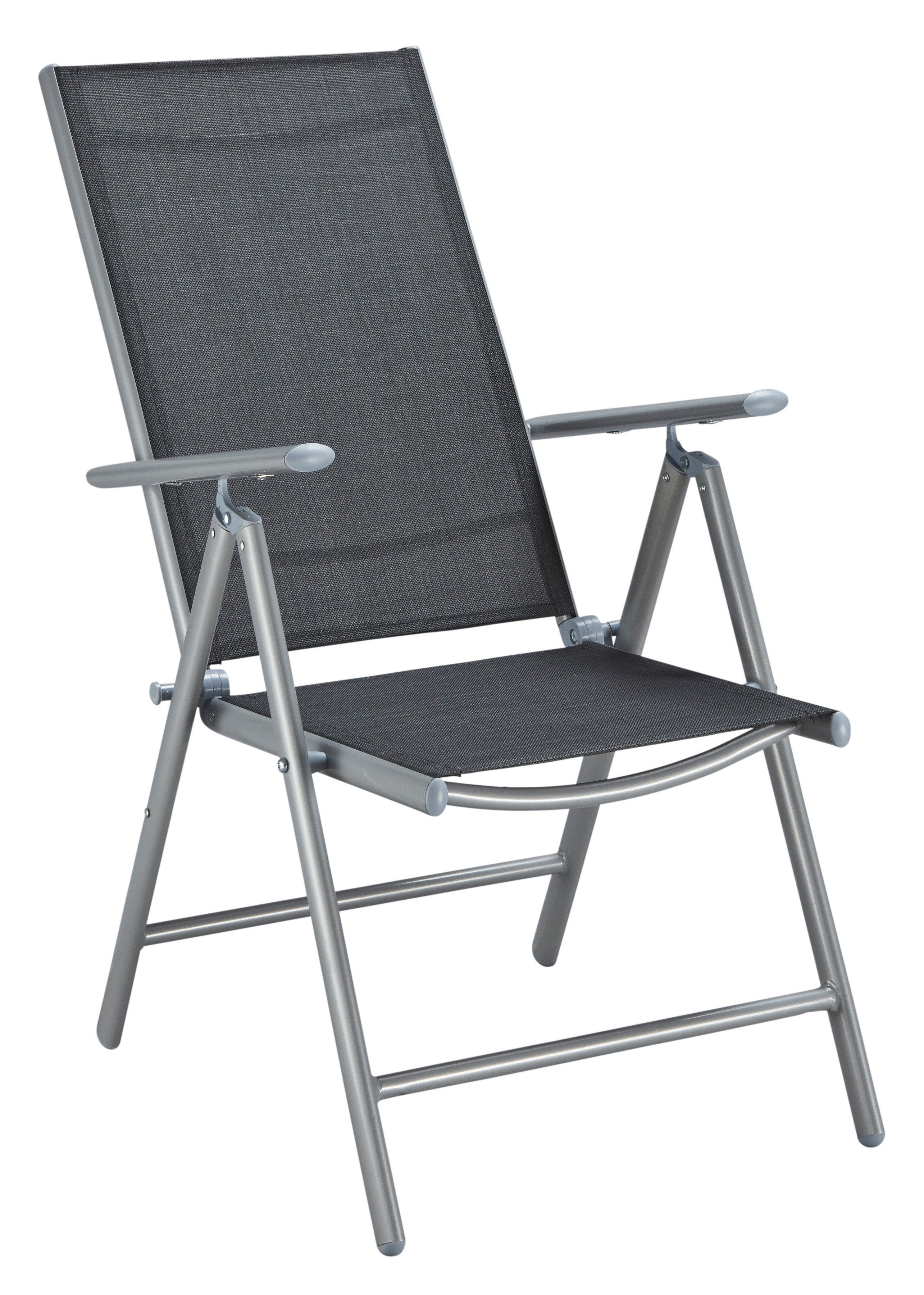 MERXX Tuinstoel Lima, TOPSELLER! set van 2, aluminium/textiel, verstelbaar, zwart (set, 2 stuks)