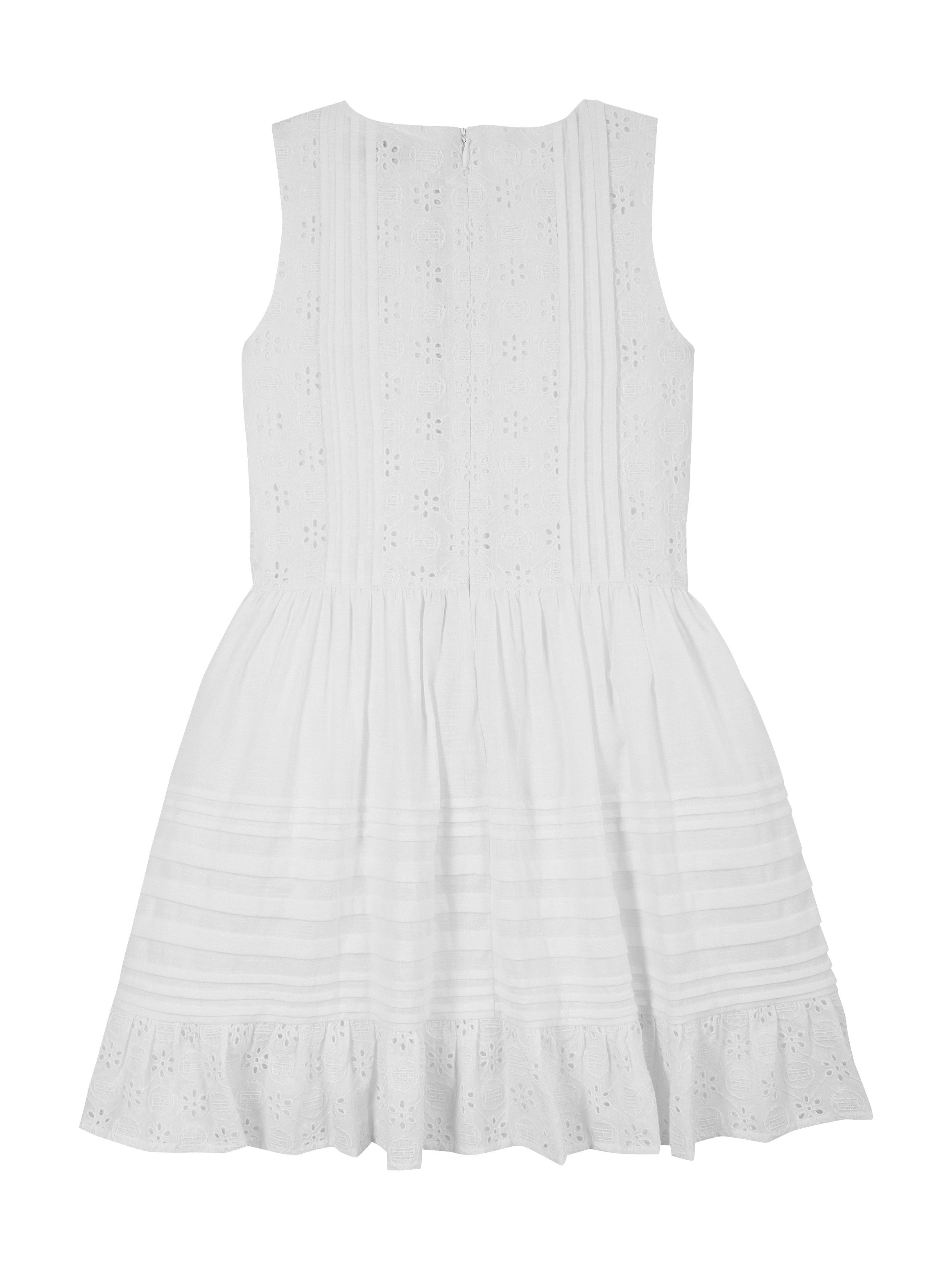 Tommy Hilfiger Zomerjurk EMBROIDERED COTTON DRESS SLVLS met delicate gaatjesborduursel, met biezen