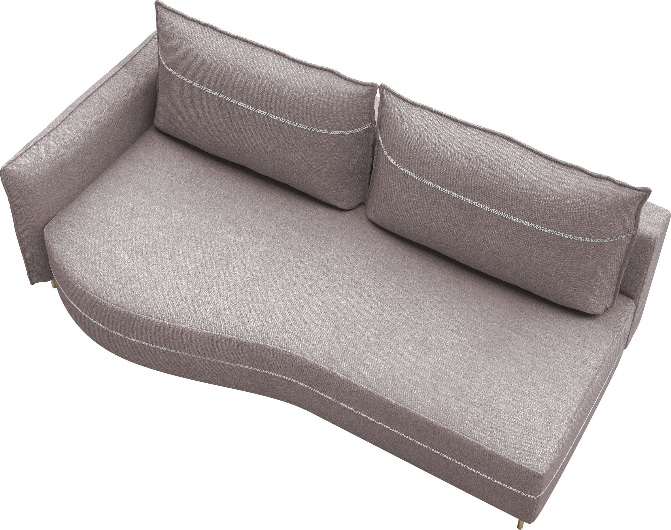 exxpo - sofa fashion Loungebank Ortis mit toller Kontrastnaht, Solitärmöbel, bequem, schmale Armlehne Slaapbank met bedfunctie en opbergruimte, comfortabele veren