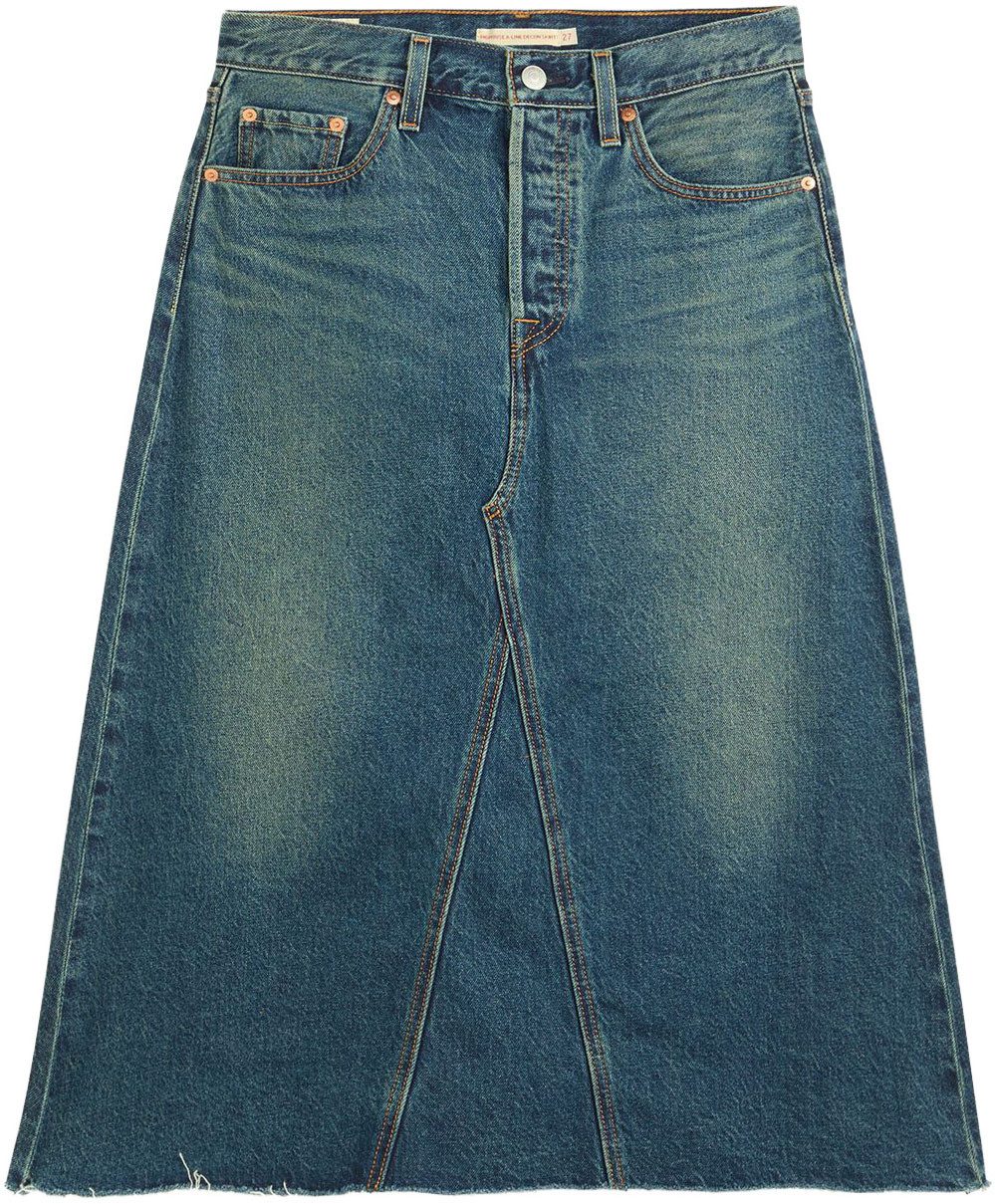 Levi's® Jeans rok HR A LINE DECON SKIRT in trendy midi-lengte met rafelige rand