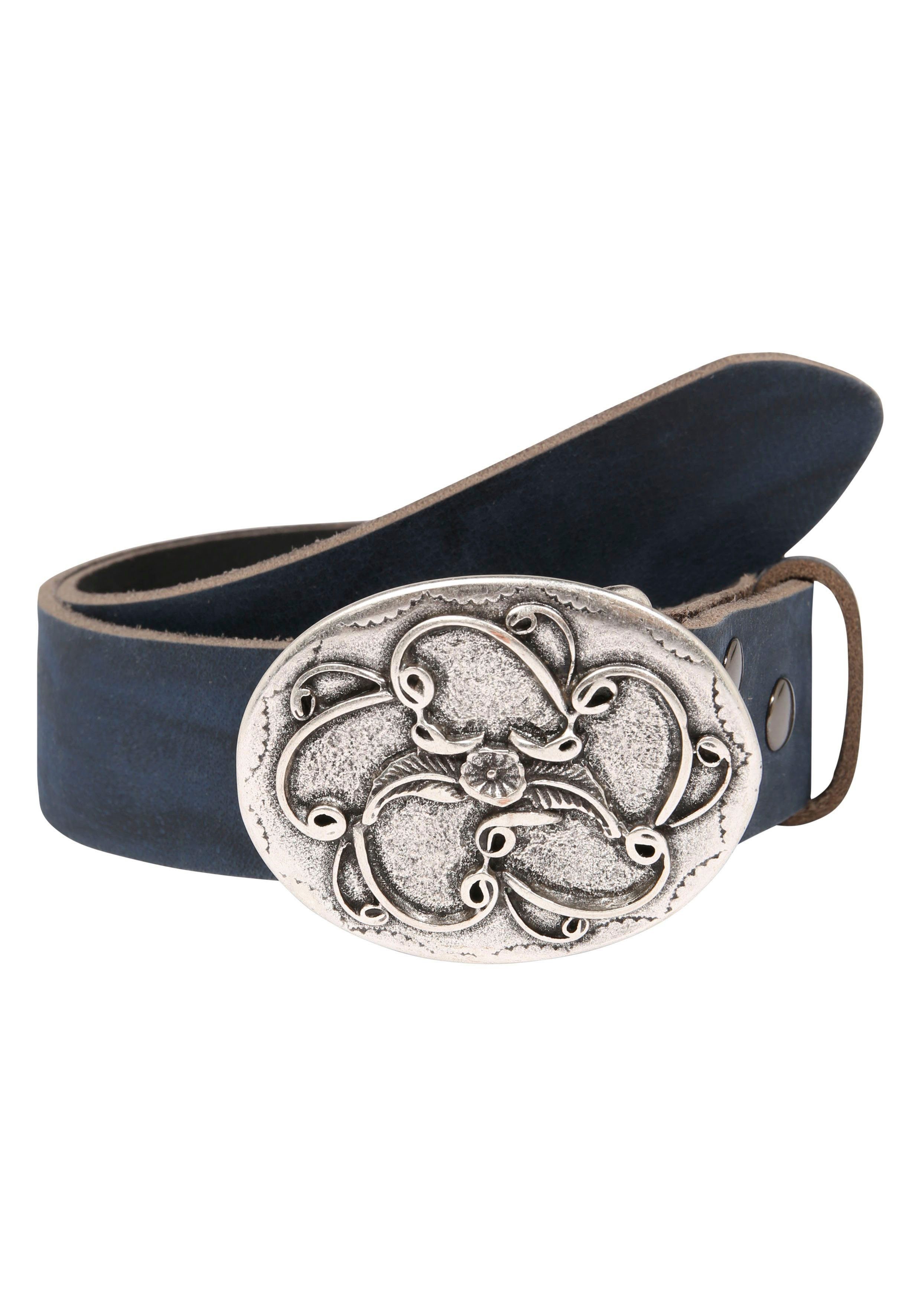 RETTUNGSRING by showroom 019° Leren riem Koppelgesp in bloemdesign, verwisselbaar