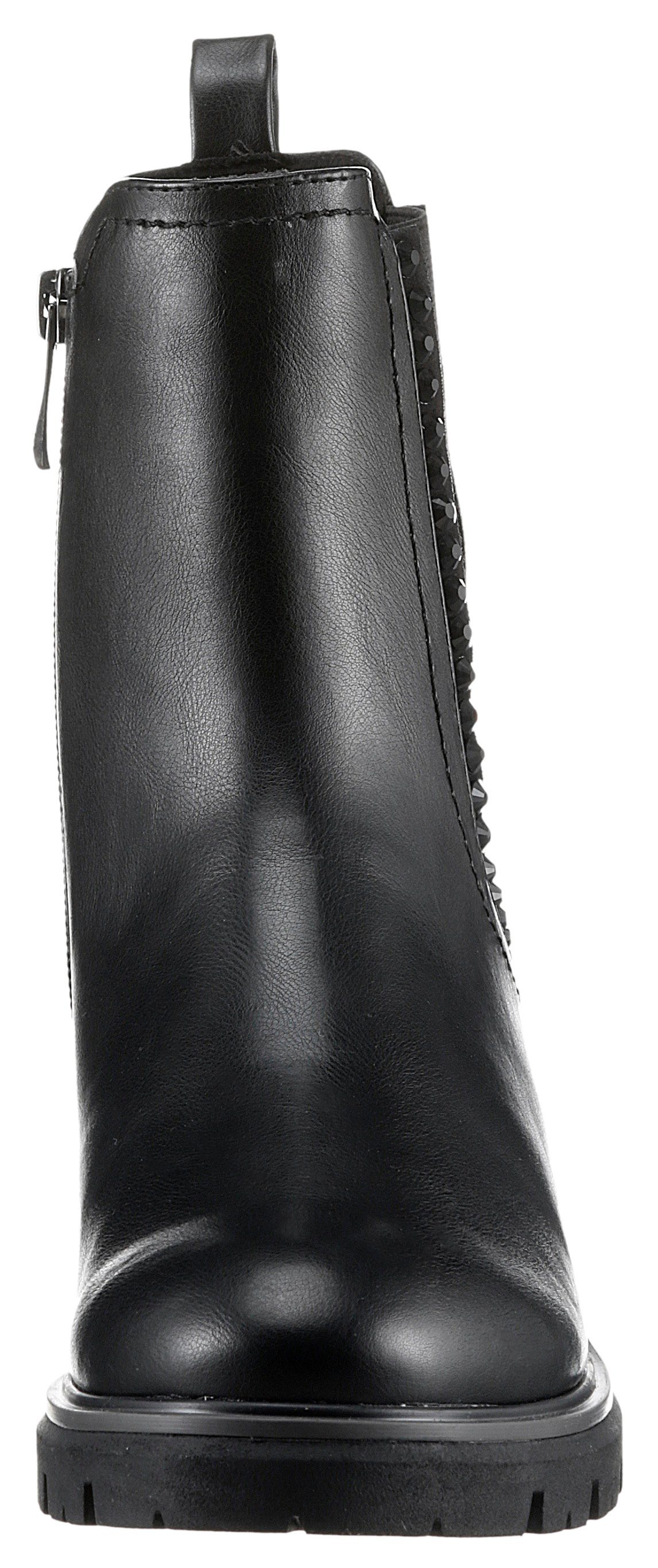Marco Tozzi Chelsea-boots , blokhak, enkellaarsjes, laarzen, vegan, versierd met strass-steentjes
