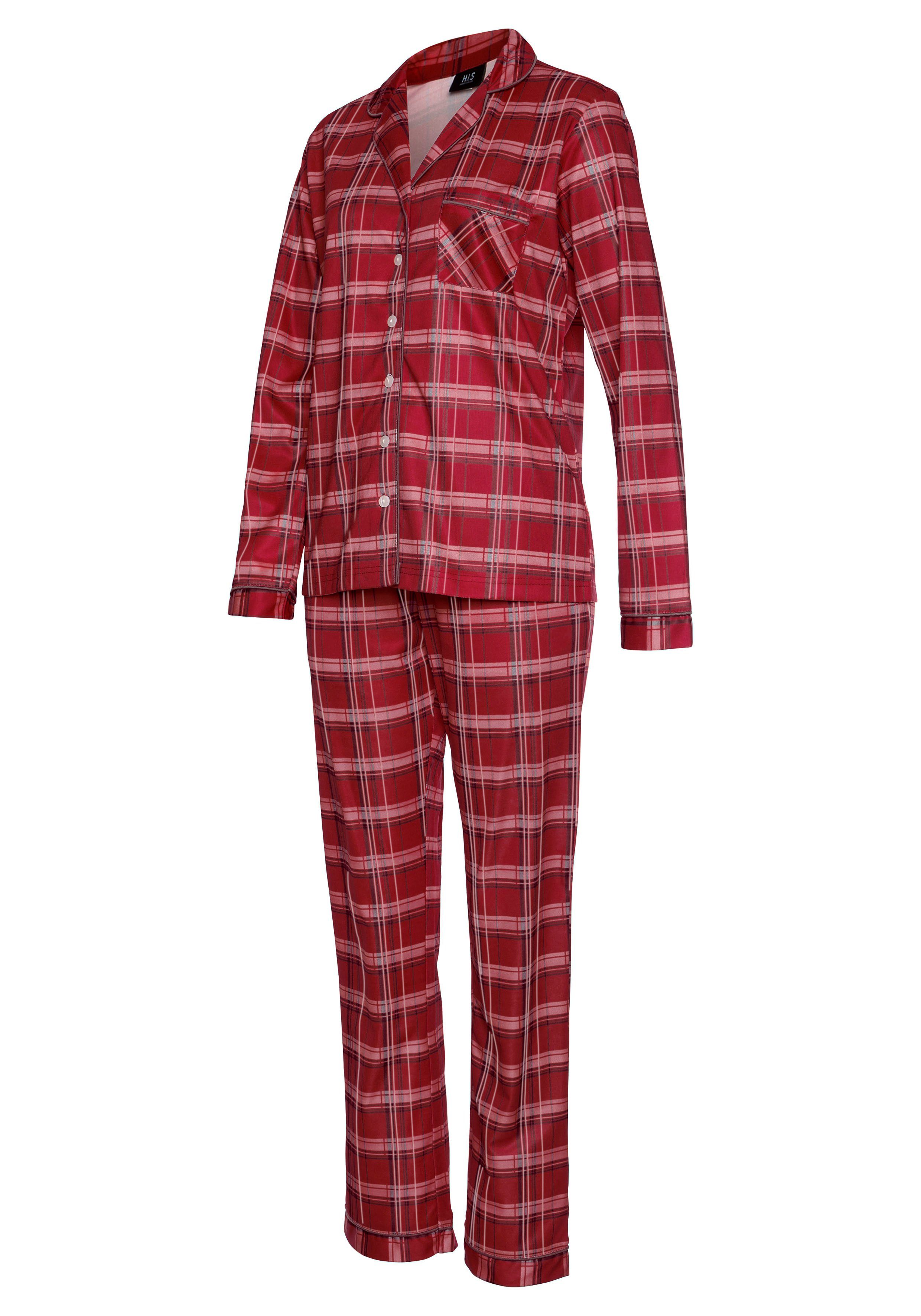 H.I.S Pyjama van flanel met alover ruitpatroon (set, 2-delig)