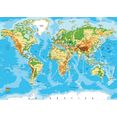 consalnet papierbehang wereldkaart in verschillende maten blauw