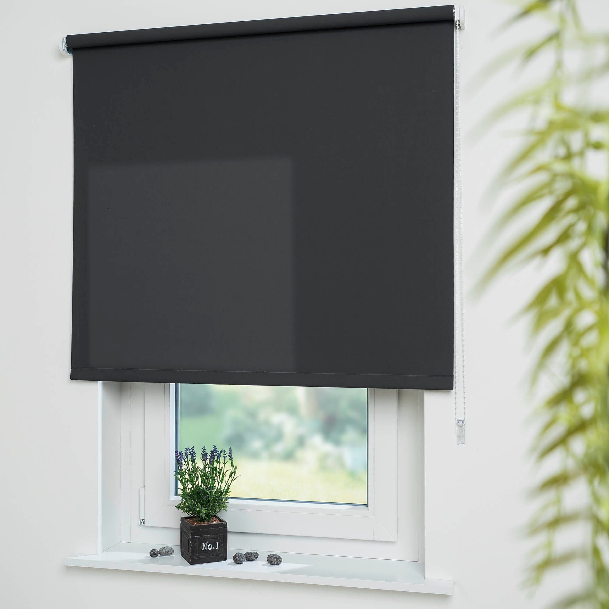 Liedeco Rolgordijn met zijbediening Uni Montage zonder boren om te klemmen met separate klemsteun mogelijk (1 stuk) rolgordijnen maat H/B: 240/92 cm
