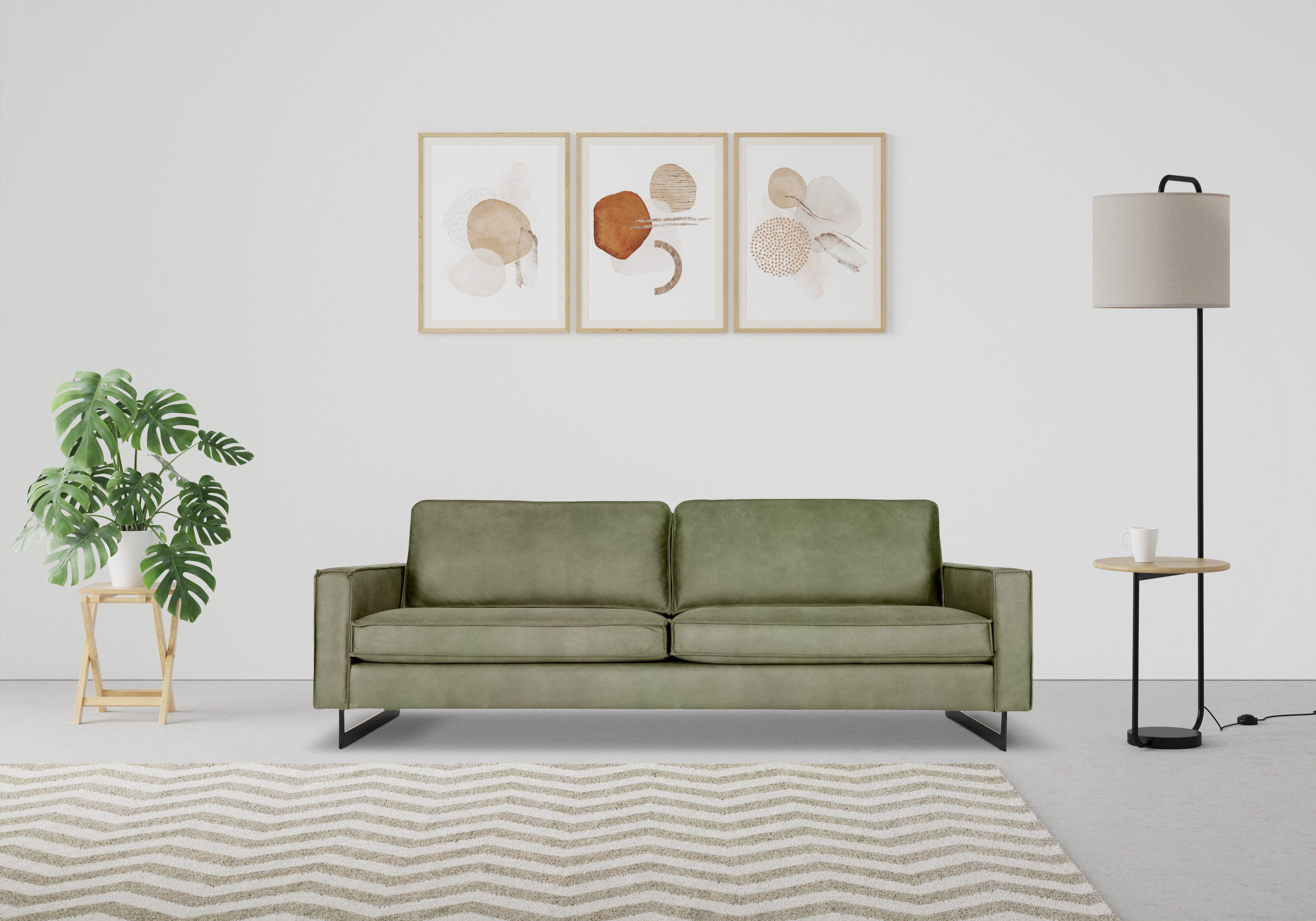 Places of Style 3-zitsbank Pinto Maxi-uitvoering, met opstaande naad en metalen poten, ook met cord overtrekstof