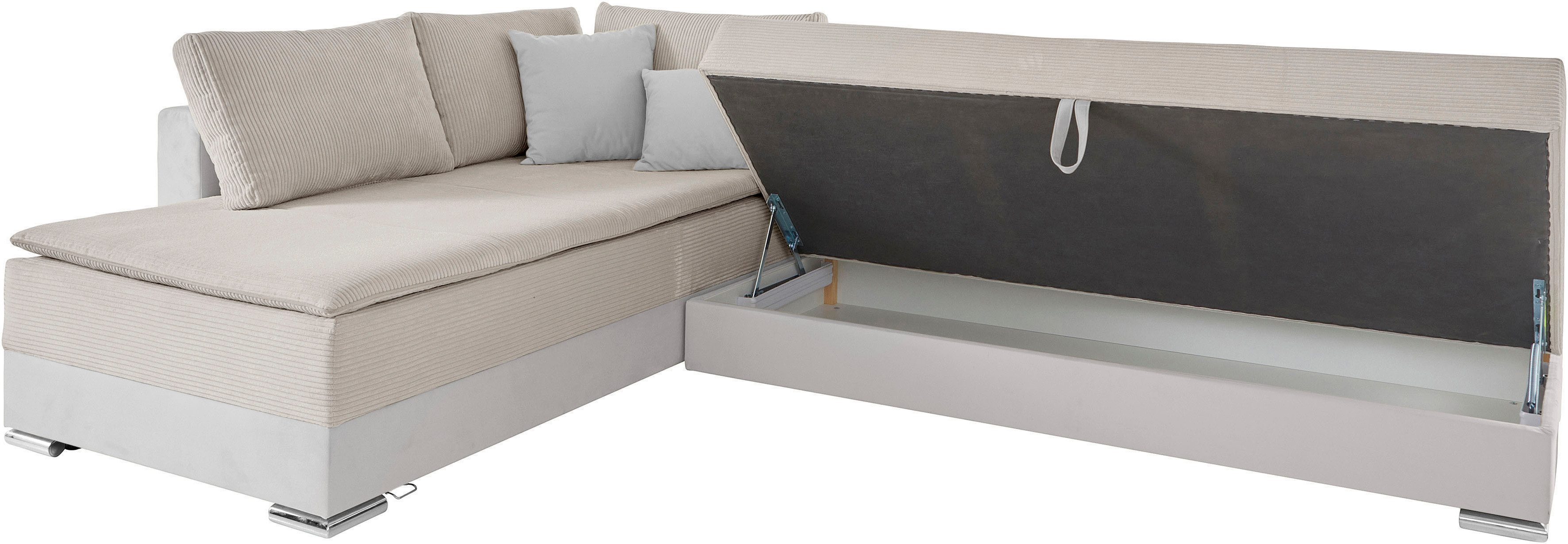 INOSIGN Hoekbank Boxspringbed Night & Day L-vorm met permanente slaapfunctie met armleuning