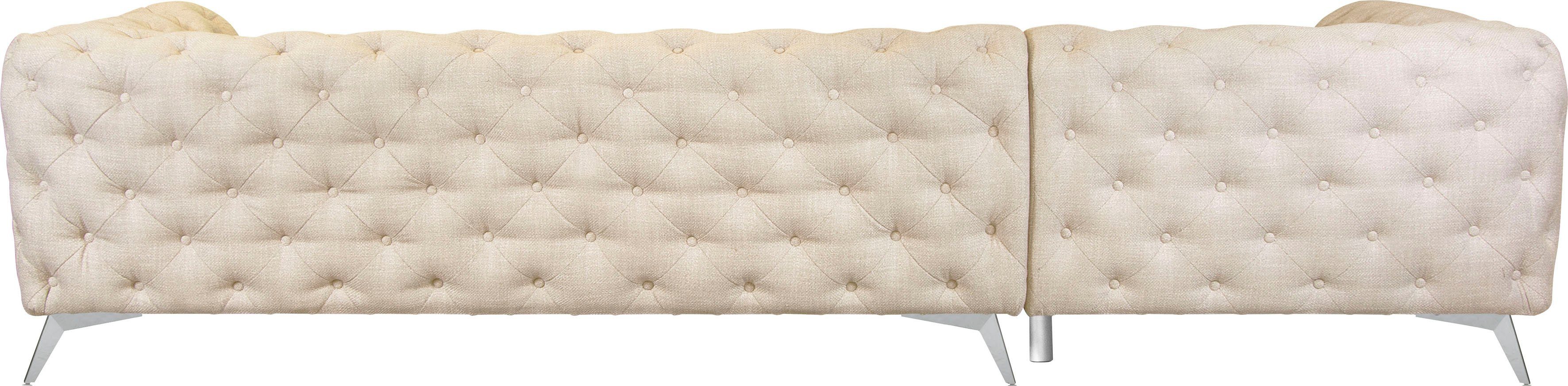 Leonique Chesterfield-bank Glynis L-vorm luxueuze capitonnage, moderne chesterfield look, kleur van de poten ter keuze