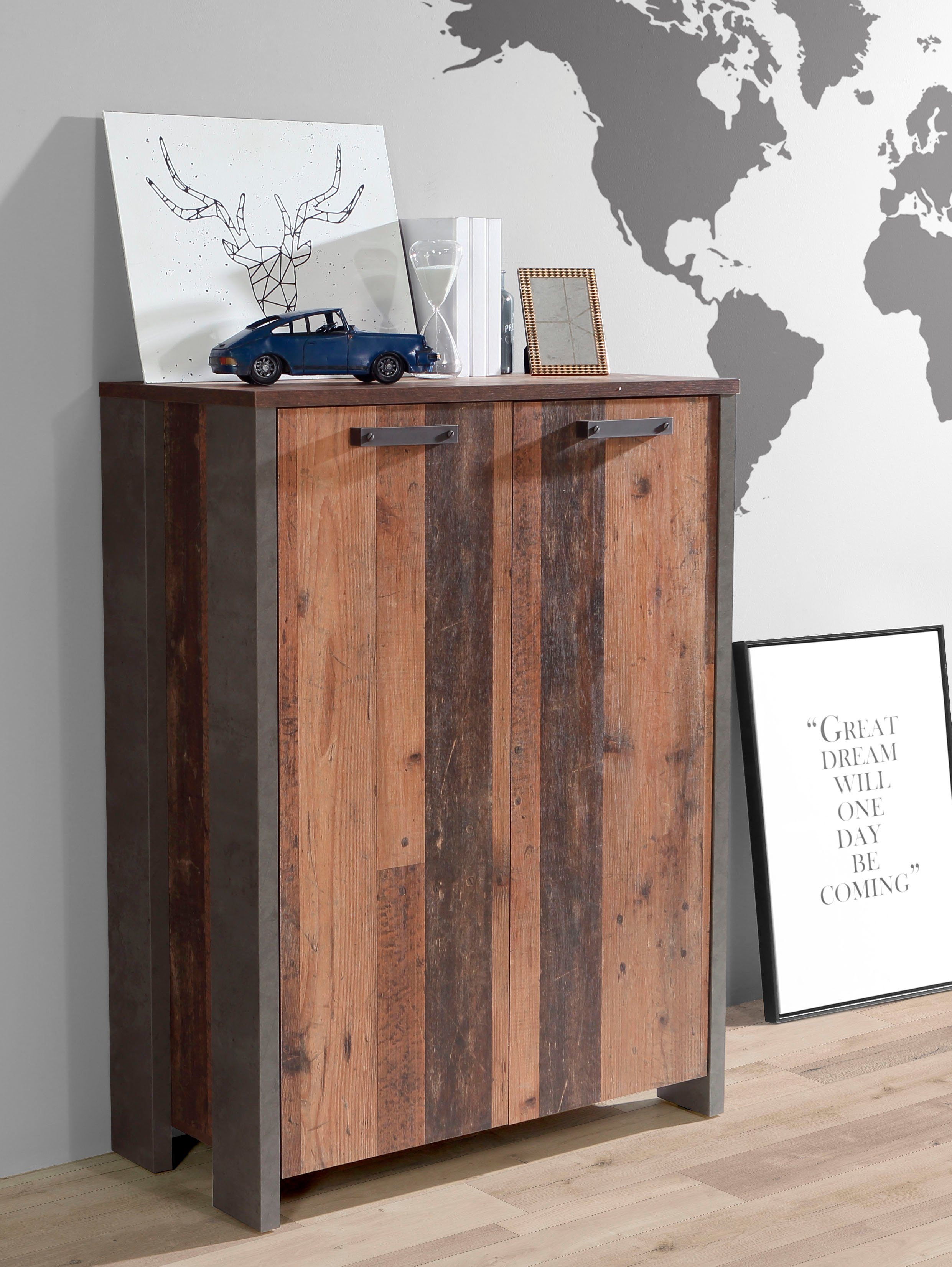 FORTE Kast Clif Dossierkast in industriële stijl, breedte 86 cm x hoogte 115 cm