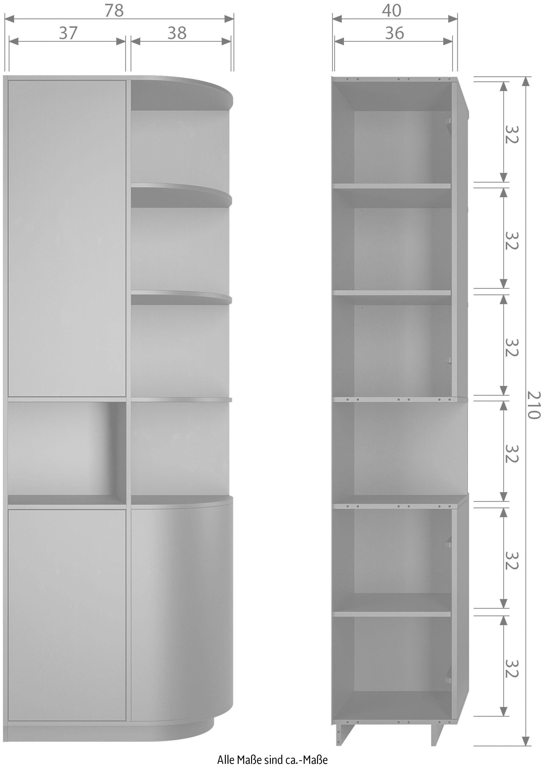 WOOOD Vitrinekast Finca met modern push-to-open systeem, breedte 78 cm