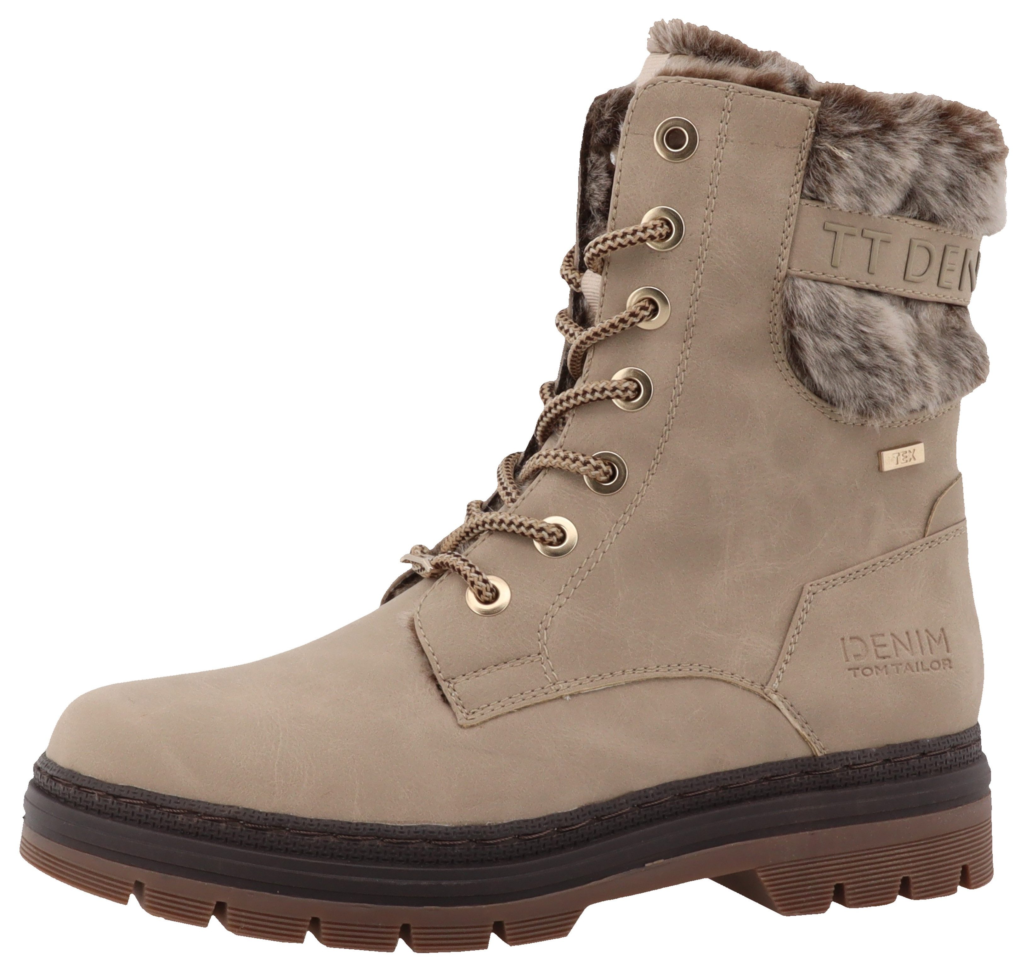 Tom Tailor Winterlaarzen winter-enkellaars, veterschoenen met binnenrits, comfortabele vorm dames winterlaarsjes maat 40 EU bruin
