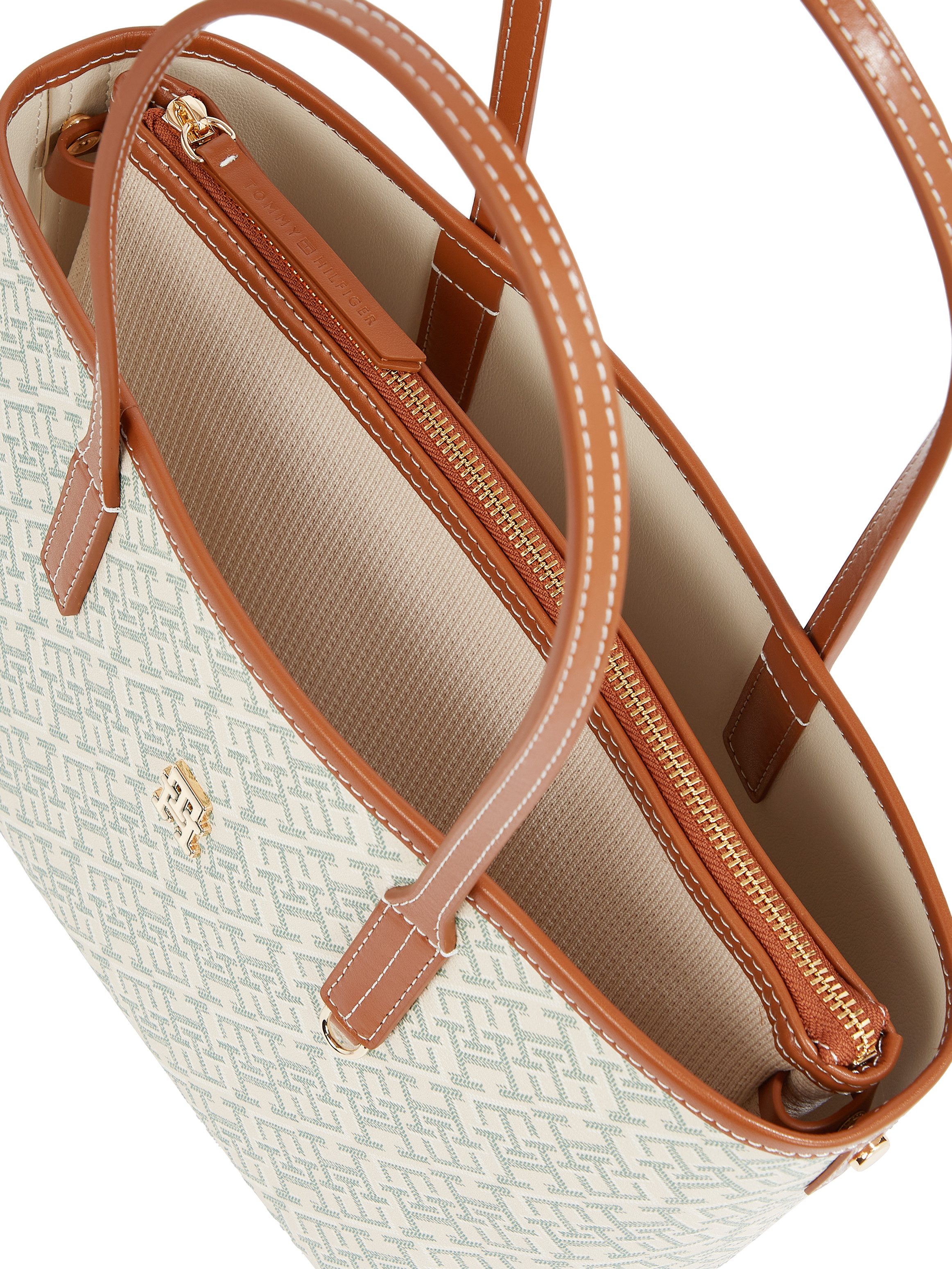 Tommy Hilfiger Draagtas TH MONOPLAY LEATHER MINI TOTE , dames handtas met uitneembare binnentas