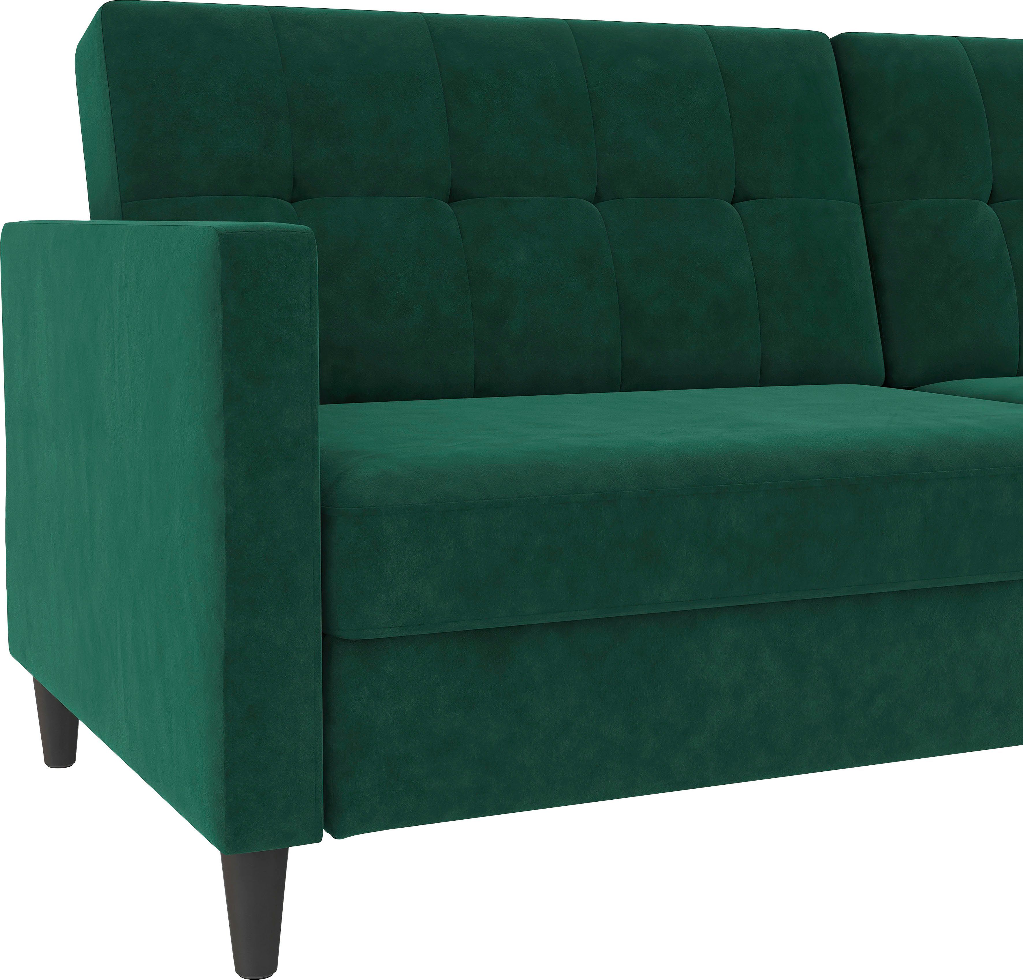 Dorel Home 3-zitsbank Hartford II Slaapfunctie, rugleuning 2-delig, 3-voudig verstelbaar, zithoogte 43 cm