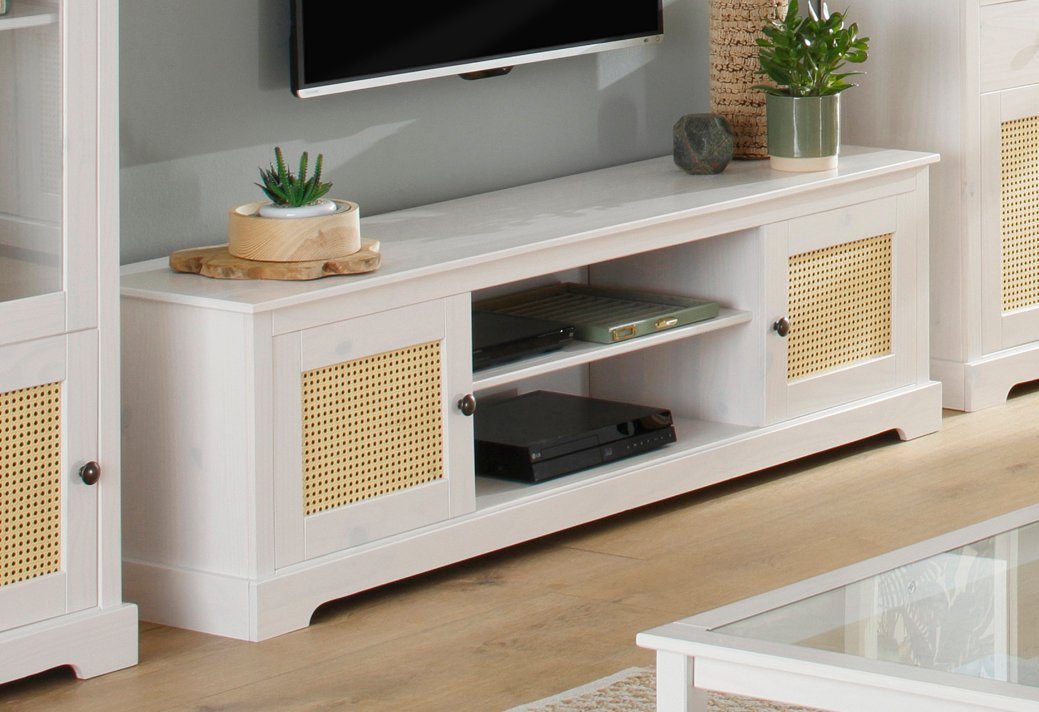 Home affaire Tv-meubel LINDA Commode met weide-deurenfronten, mooie metalen grepen, breedte 175 cm lowboards maat 175x40x50 cm wit