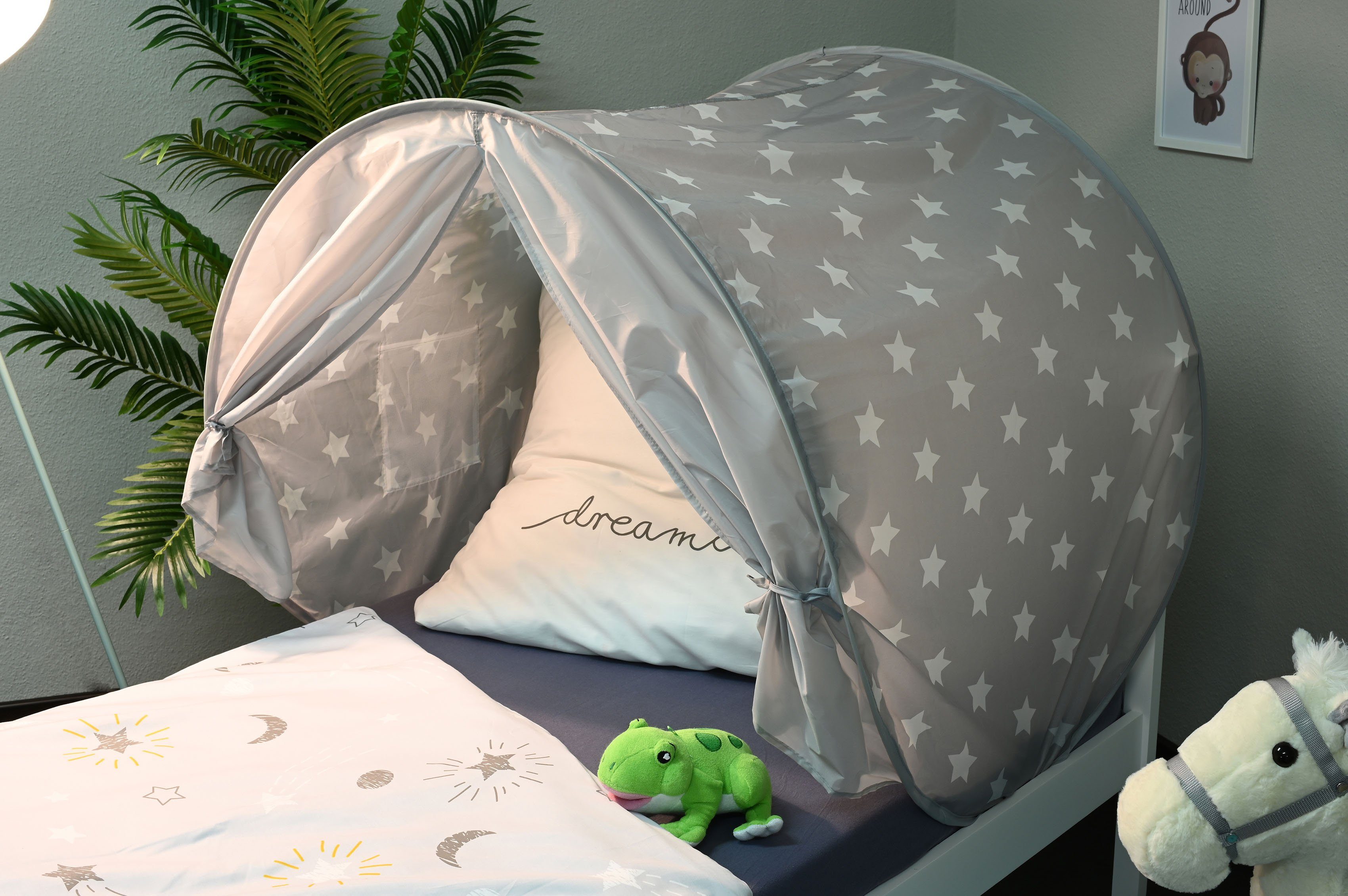 Knorrtoys® Bedtunnel Bedtent, Grey White Stars