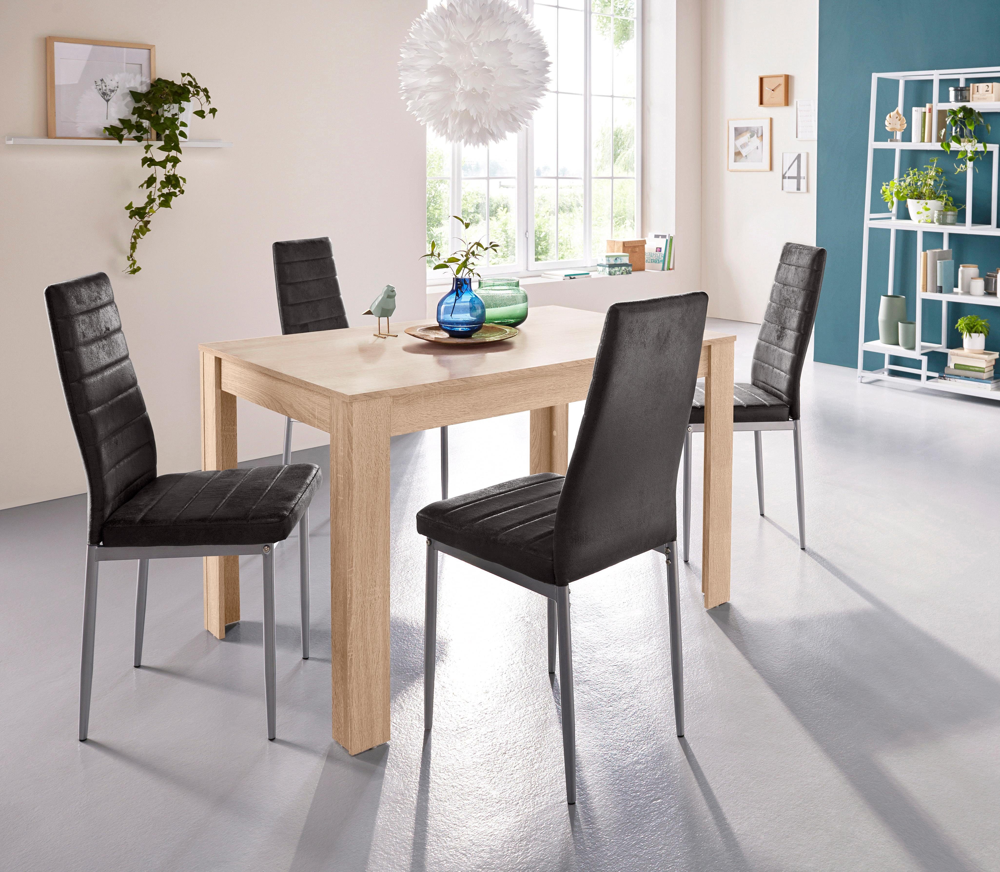 my home Eethoek 0 met eettafel lynn, breedte 120 cm en 4 x stoel kate (set, 5-delig)