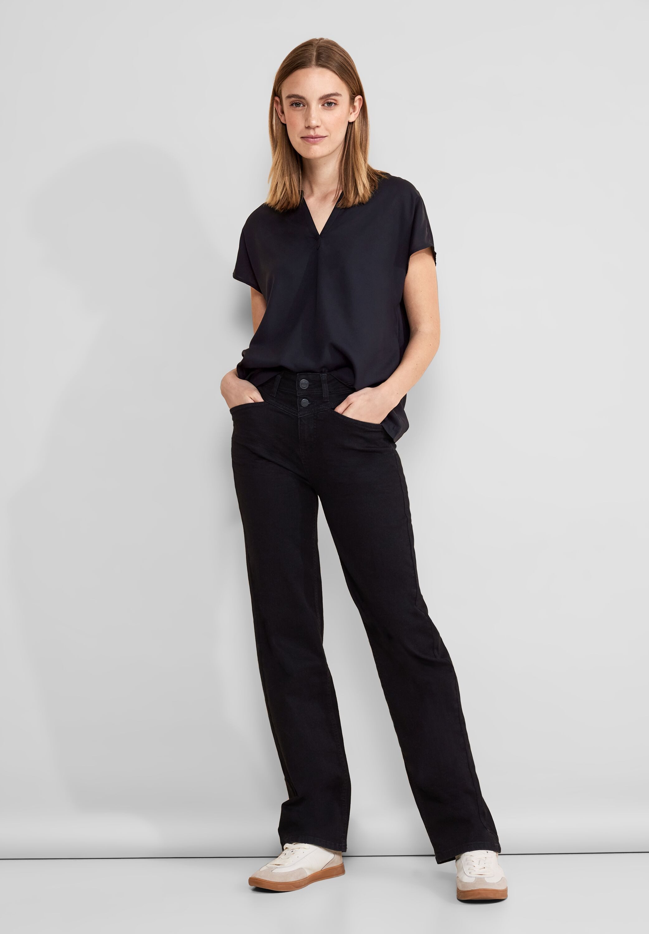 STREET ONE Blouse met korte mouwen Blouseshirt van pure viscose