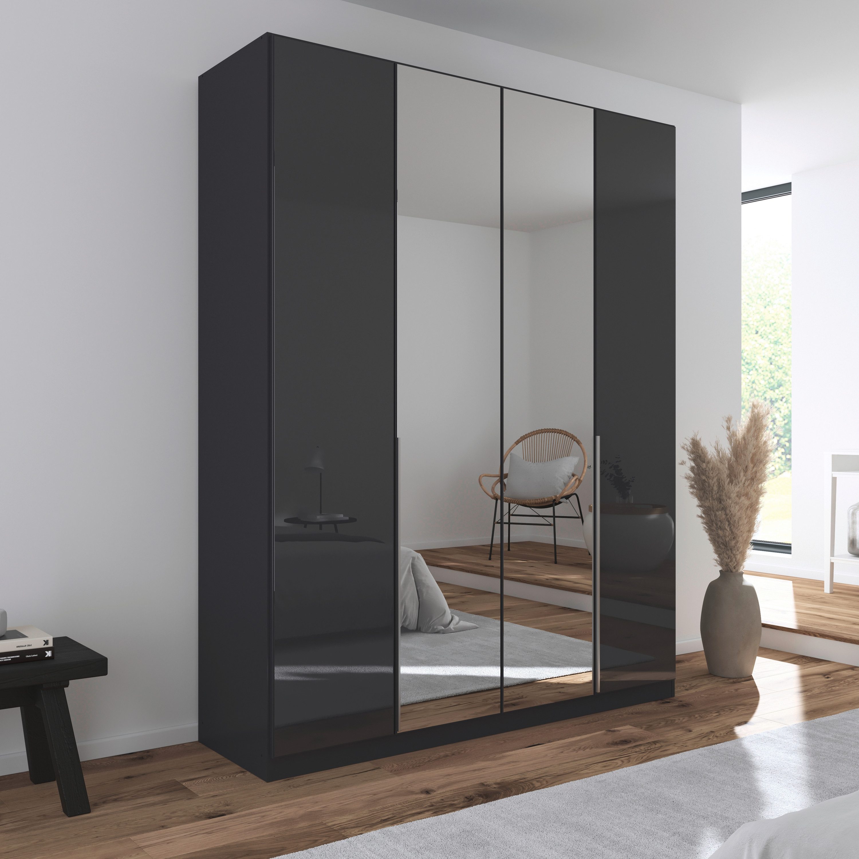 rauch Draaideurkast Kledingkasten kast garderobe AGORDO met glazen front doordachte binnenuitrusting, in 6 breedtes en 2 hoogtes made in germany