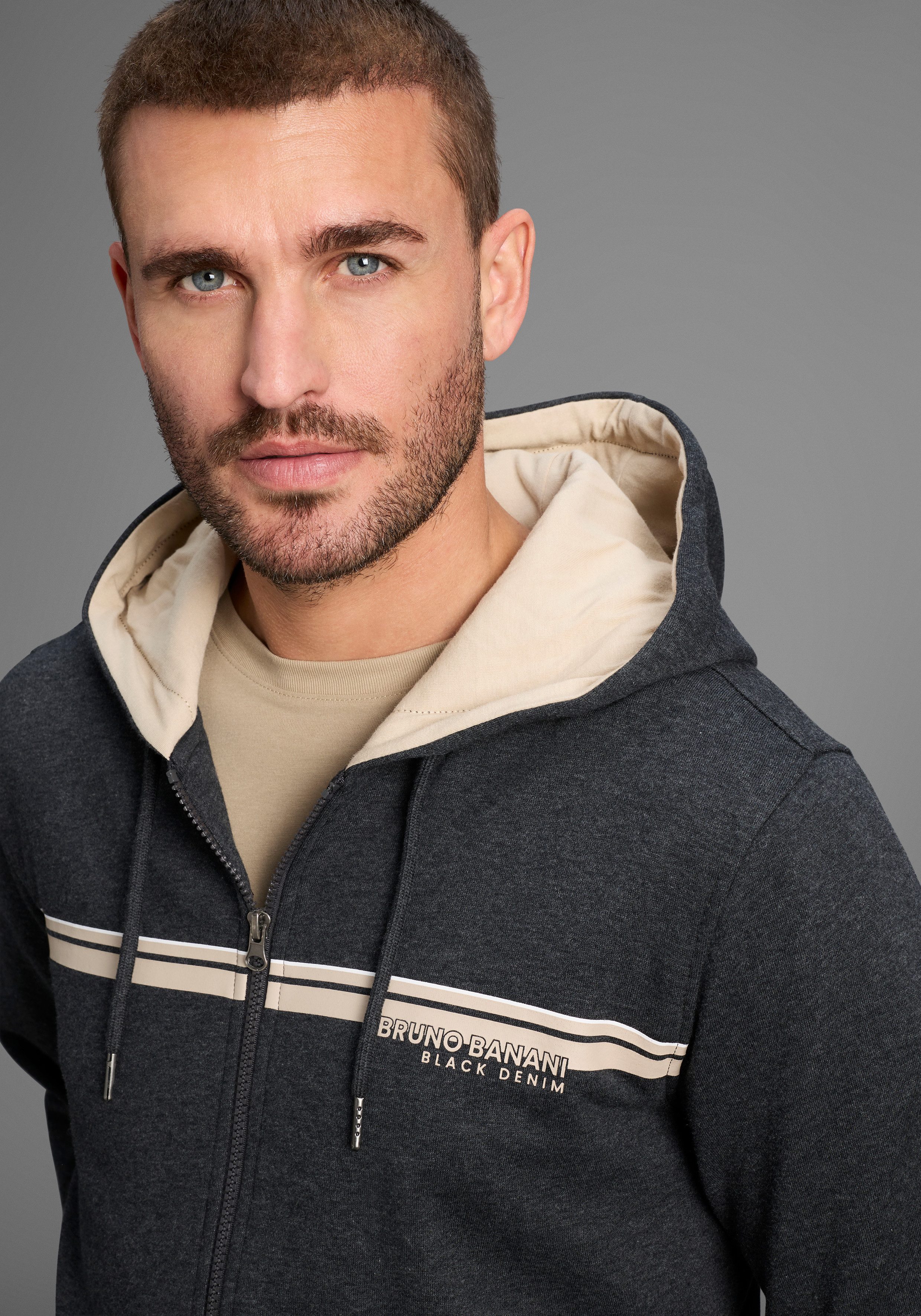 Bruno Banani Capuchonsweatvest moderne borstprint