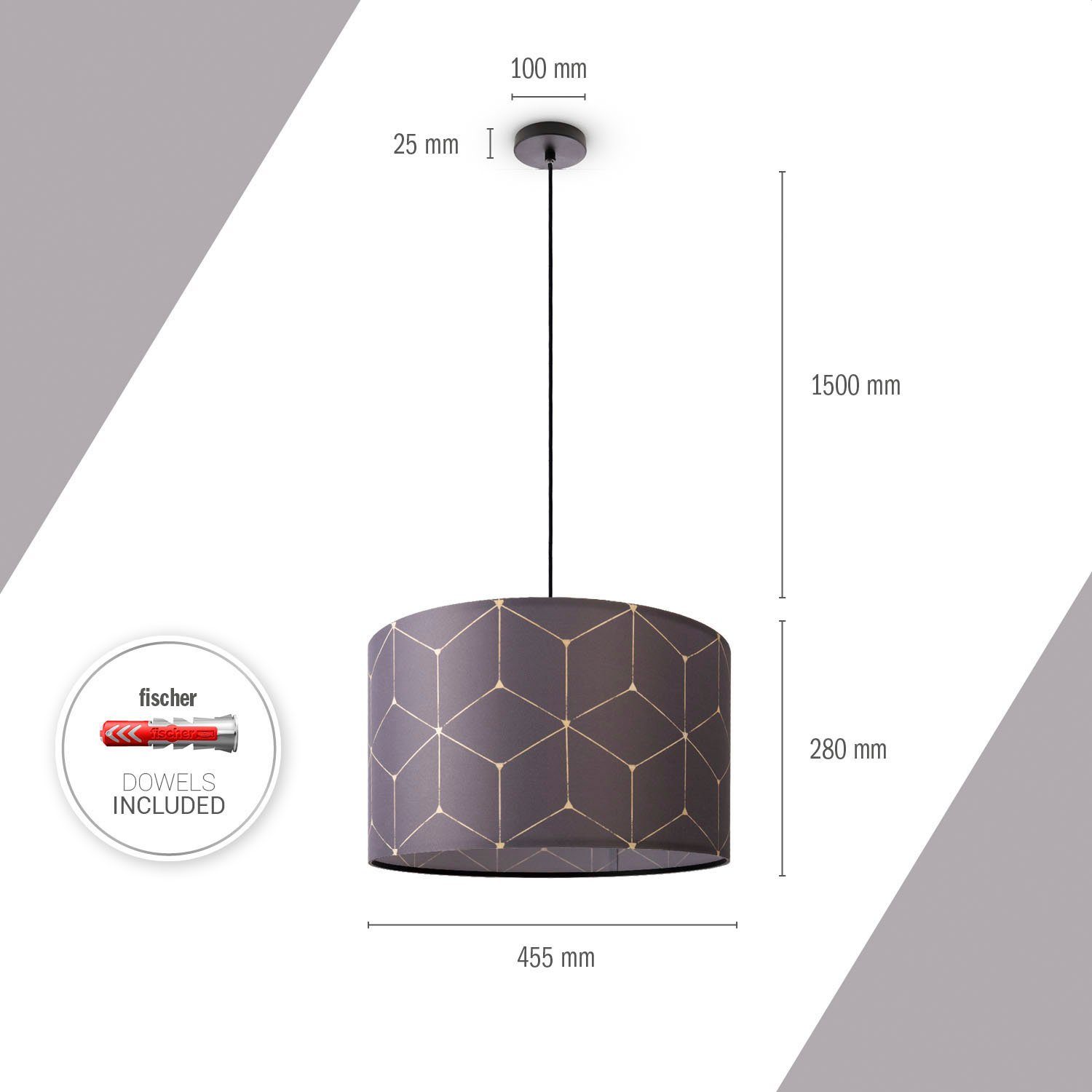 Paco Home Hanglamp Hugo Cube Stoffkap woonkamer hanglamp eetkamer keuken