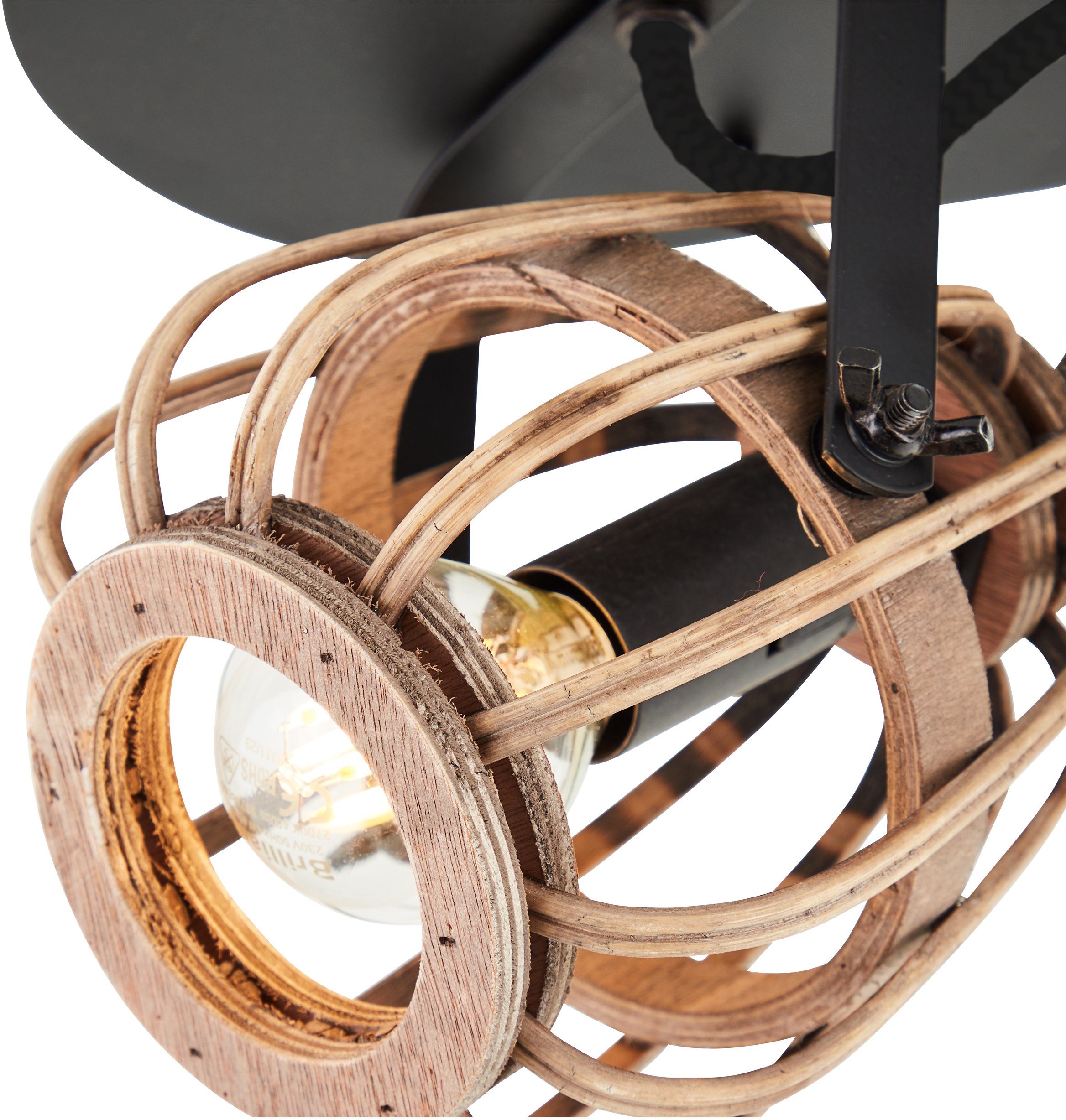 Home affaire Plafondlamp Grazay Spotbalk 2-vlamig, draaibare plafondspot, kappen van rattan